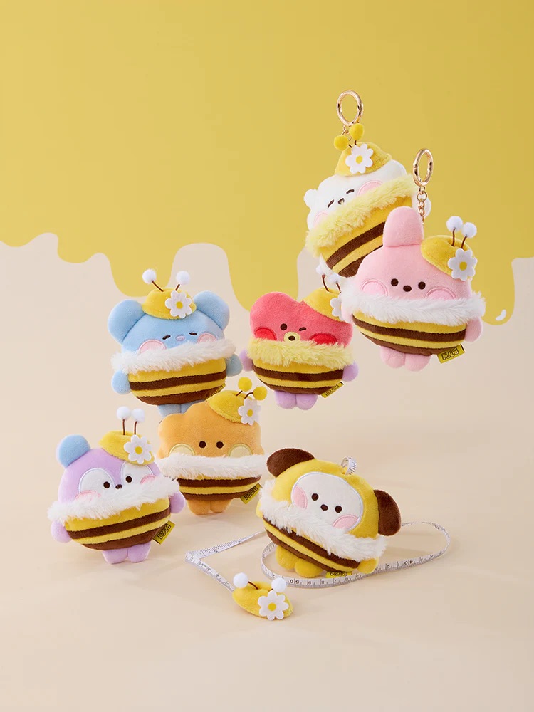 📦訂購 韓國代購 Line Friends BT21 minini MEASURING TAPE PLUSH KEYRING (HONEY BEE) 公仔鎖匙扣