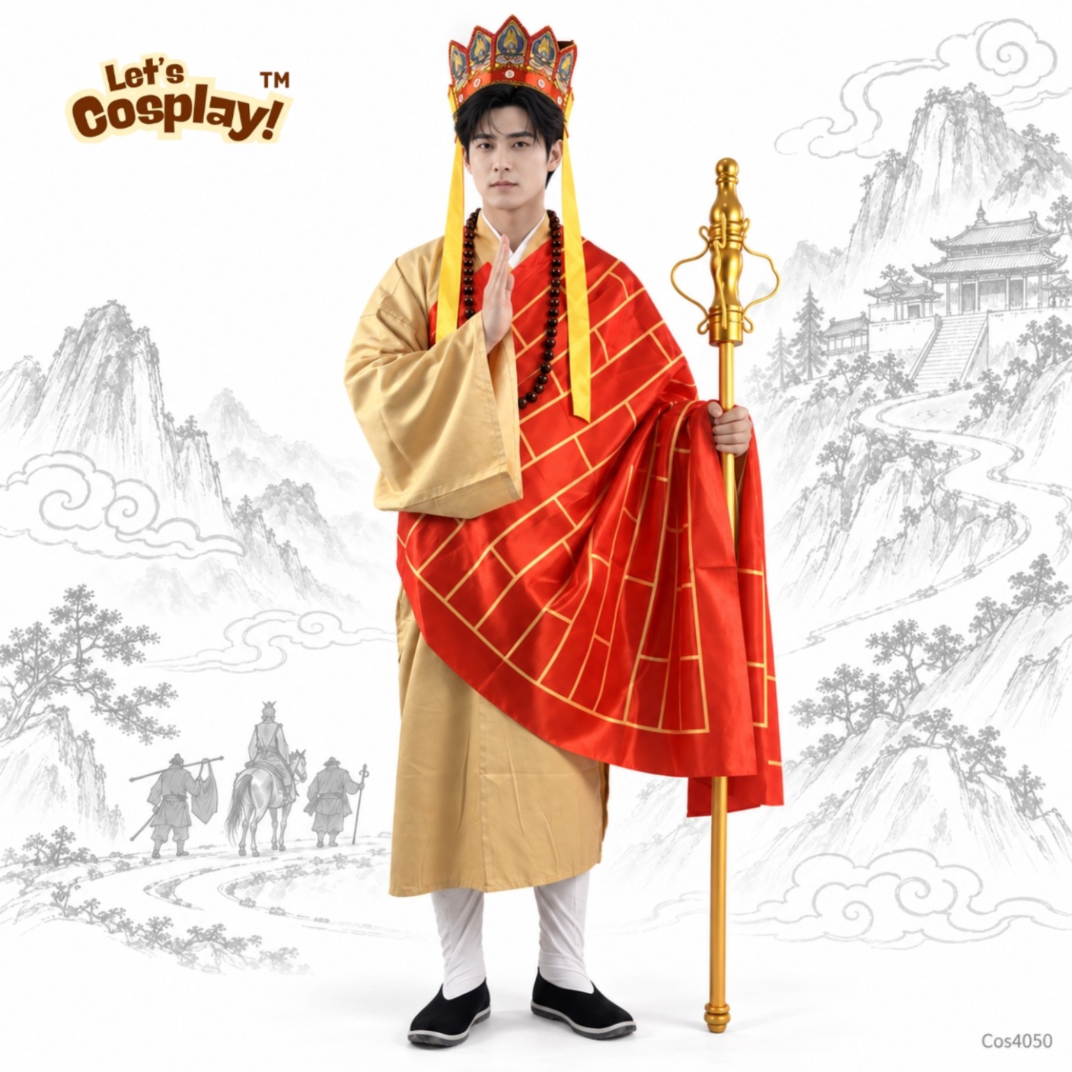 萬聖節唐僧服裝 西遊記唐三藏老師導師成人角色扮演服裝 Free Size 香港 Lets Cosplay COS4050
