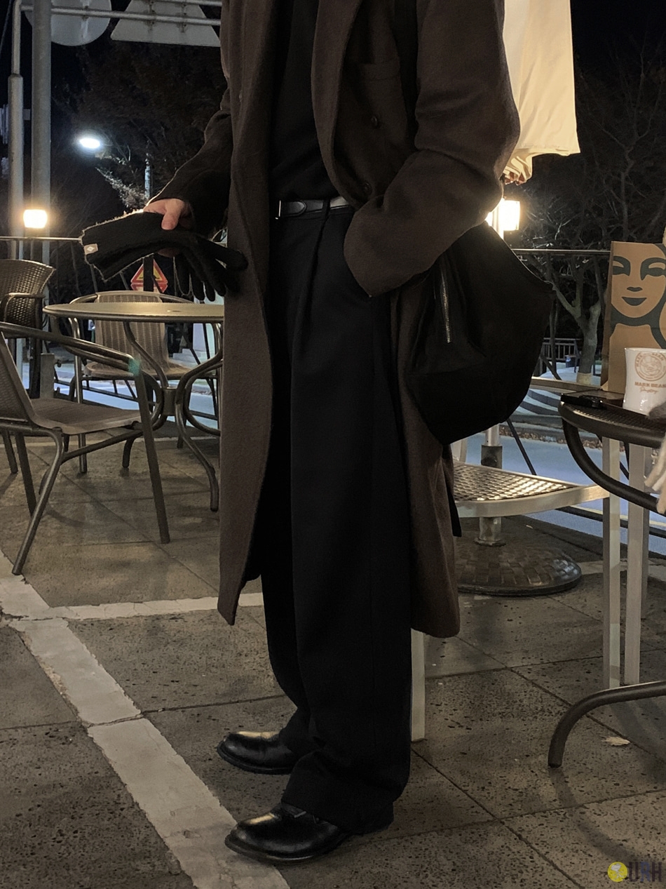 【100%保證韓國直送】秋冬感羊毛混紡側鬆緊寬鬆西褲 Ever Soft Wool Side Banding Wide Slacks RL114704