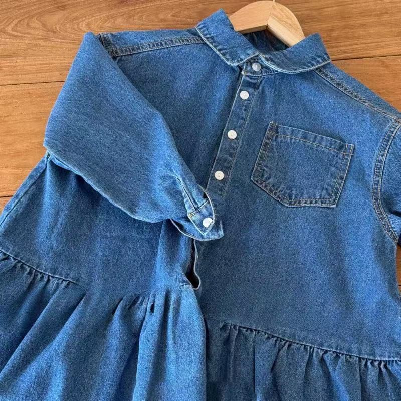 韓版荷葉領簡約牛仔裙