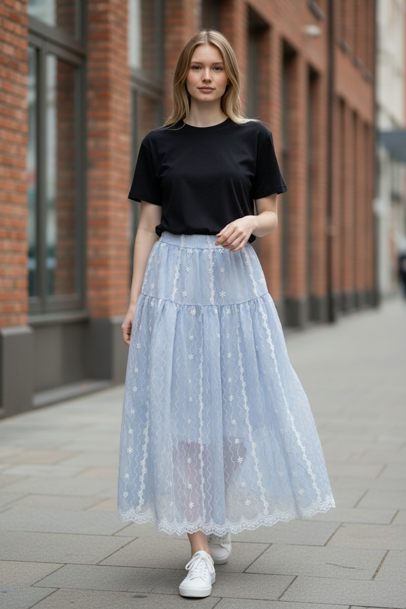 🌟重工刺綉全橡筋腰A字New款裙💞