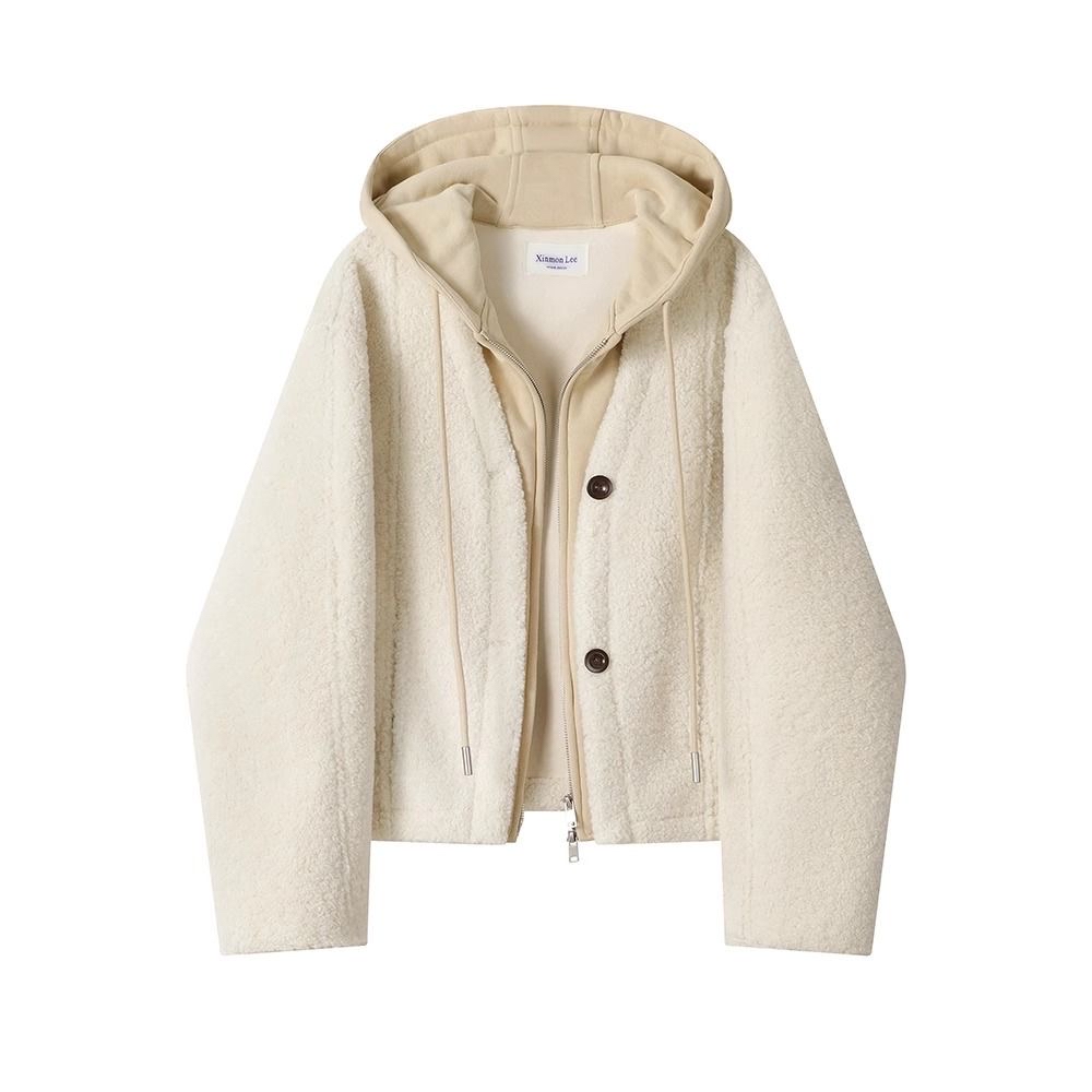 成人假2件毛毛有帽外套