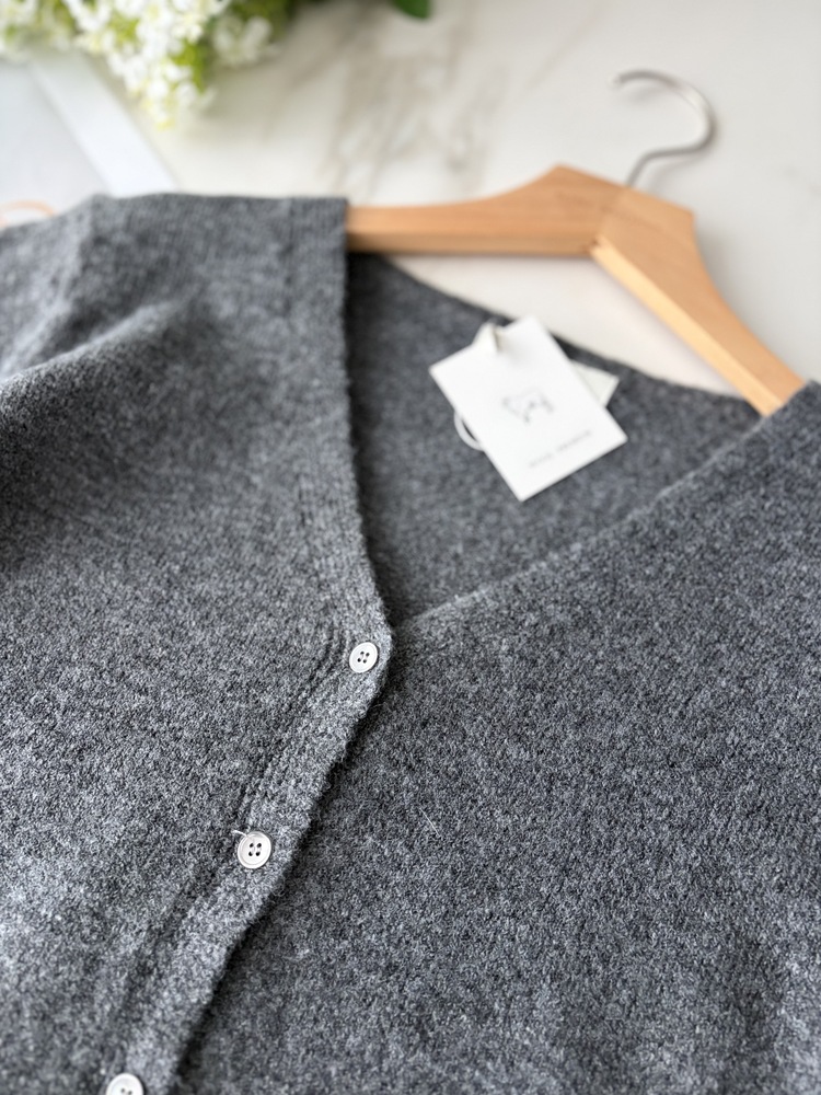 The Lacie Wool Cardigan (Charcoal)