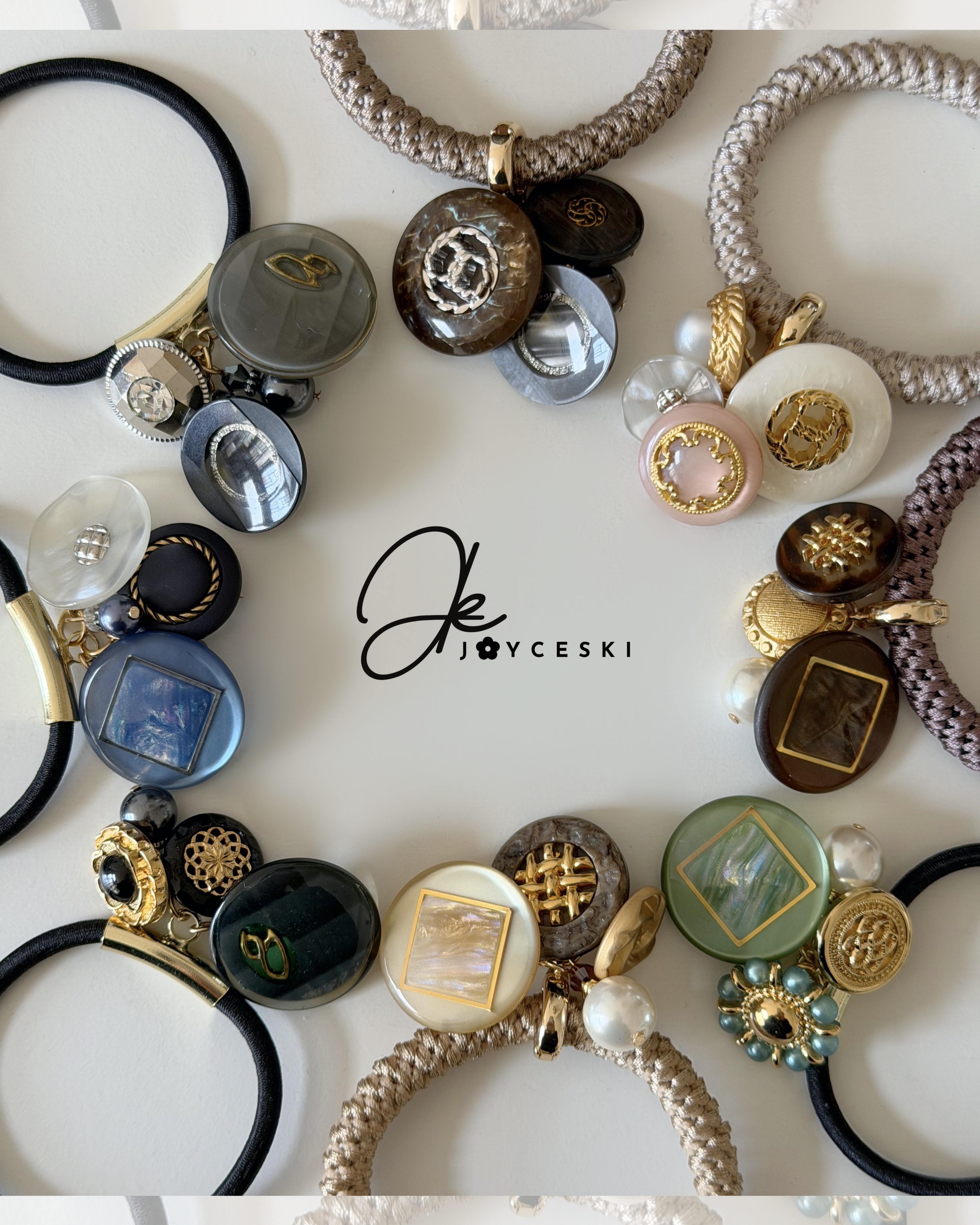 日本復古鈕扣綁髮橡筋/6