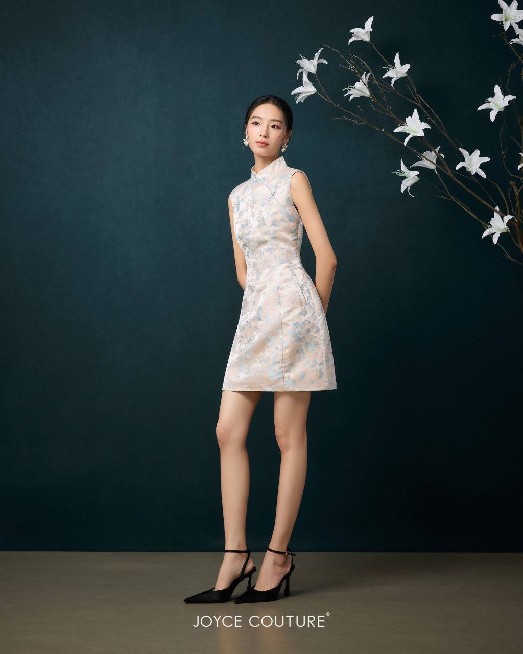 无袖传统旗袍连身裙 D0102