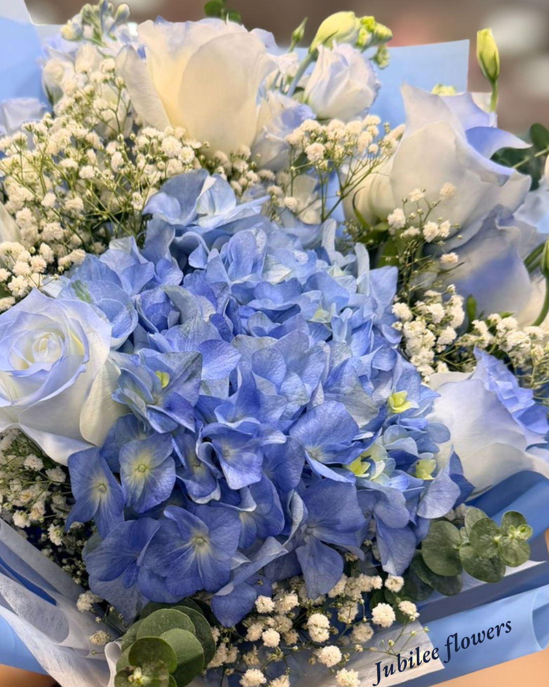 藍色繡球 碎冰藍玫瑰 花束 