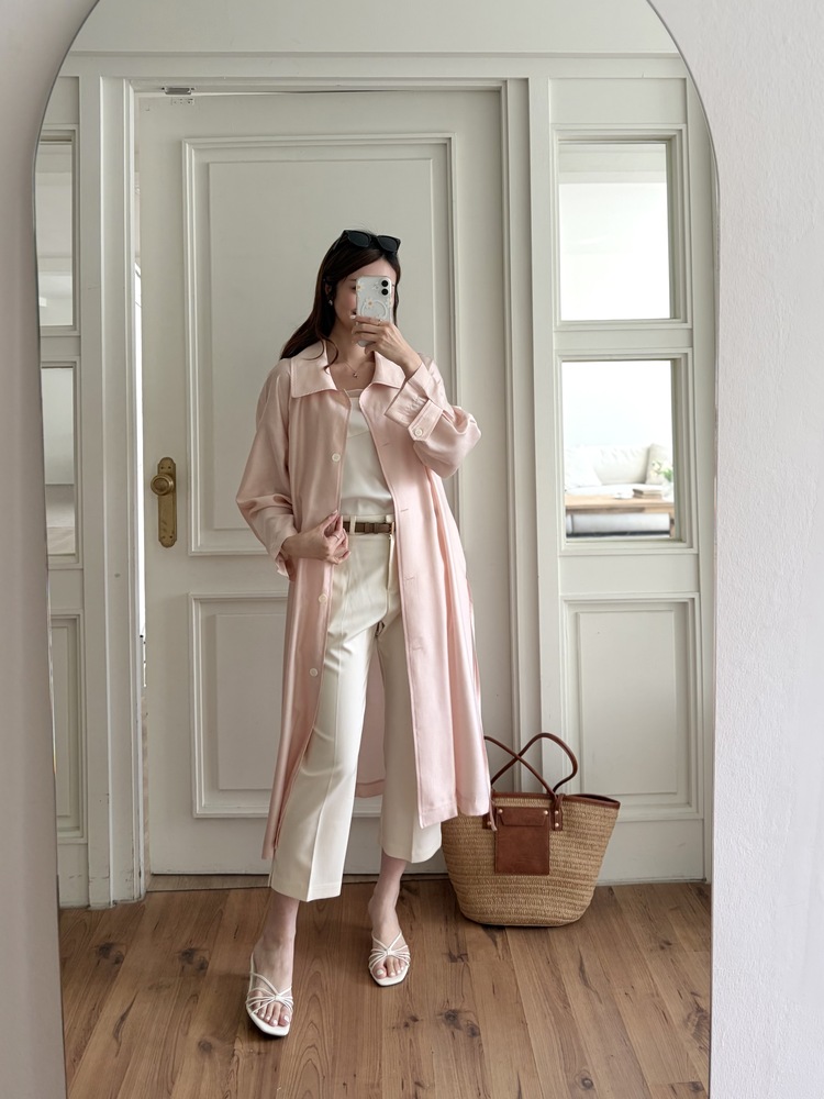 Silky Belted Trench Coat (Pink)