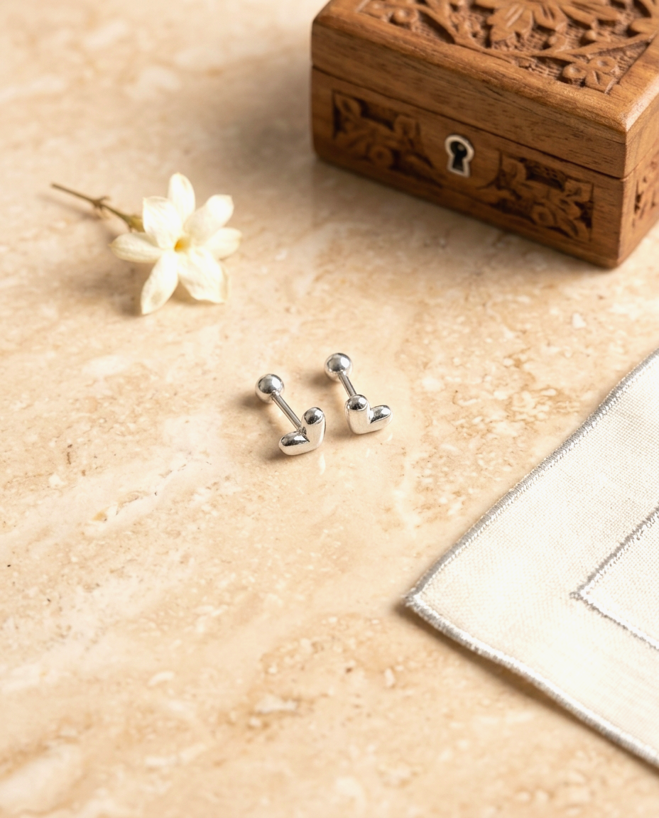 S925 - EE0308 Heart Earrings 