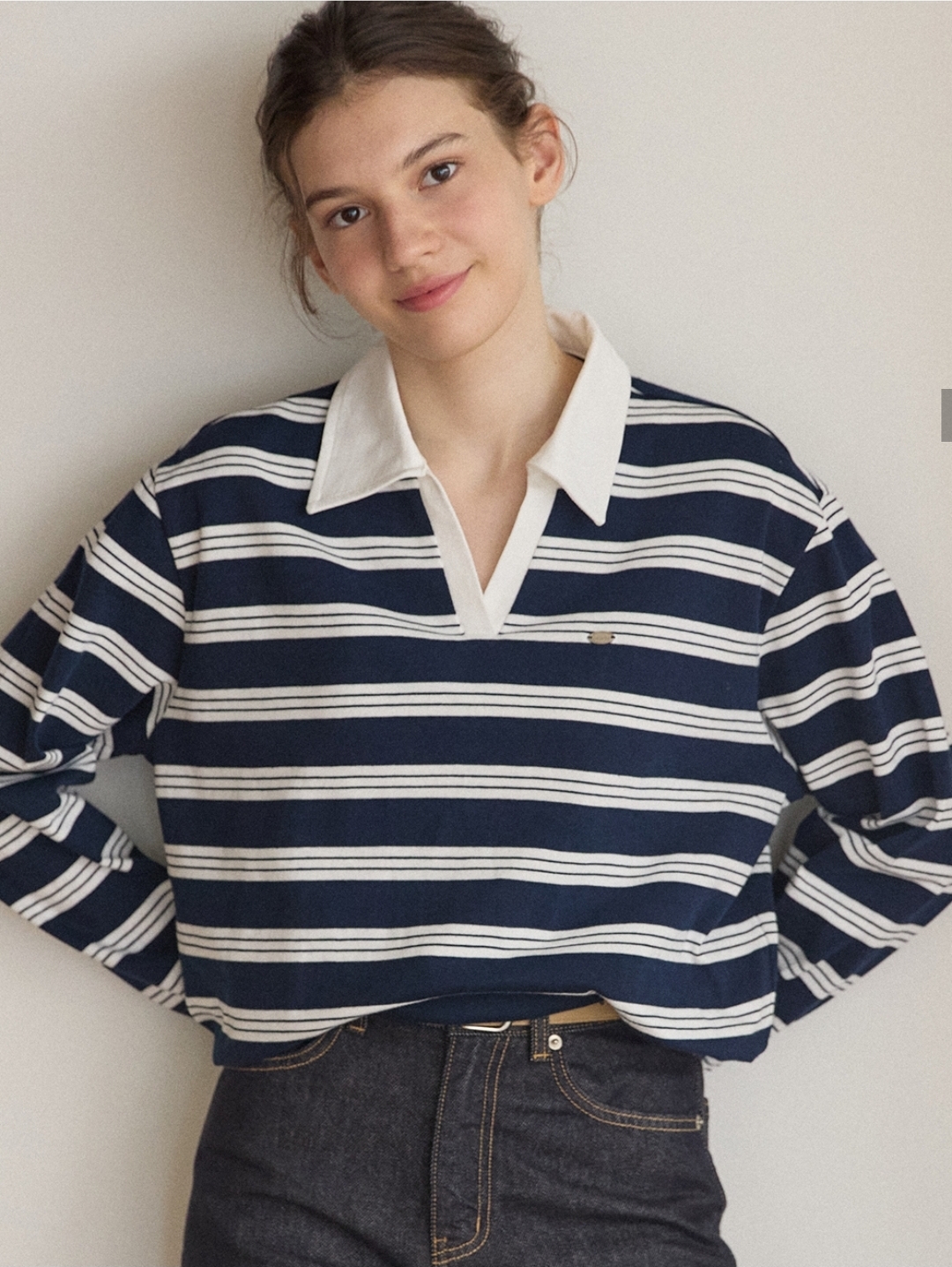 Ourhope Stripe Collar Sweatshirt 