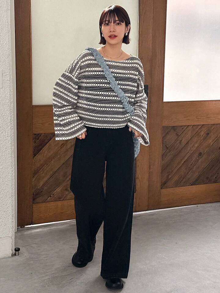 時尚條紋針織上衣