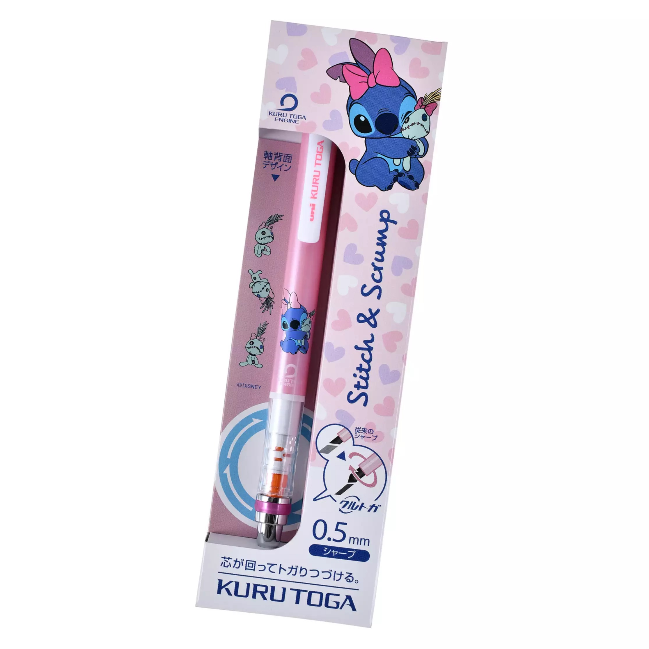 現貨｜【日本 Disney Store 限定】Stitch 史迪仔 日本製 Uni KURU TOGA 0.5mm 不斷芯旋轉自動 鉛芯筆 208902