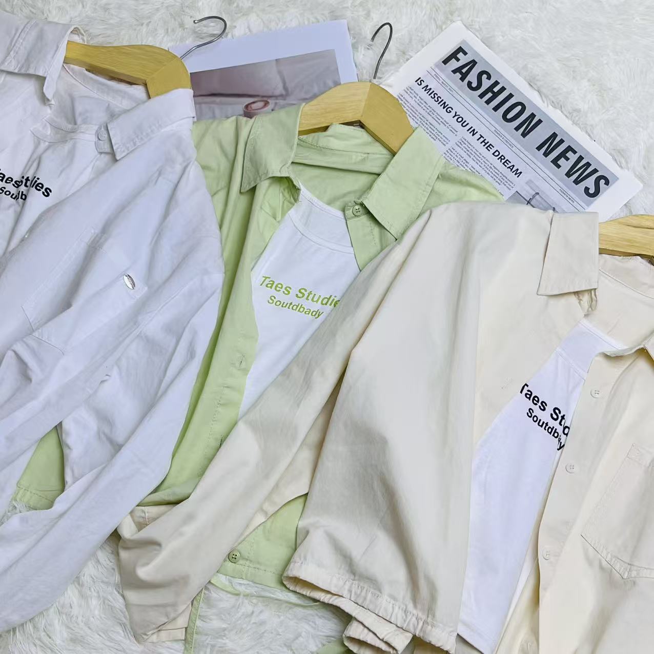 CC2002#6536 [Drawstring Crop Shirt] Korean Minimal Breeze Look