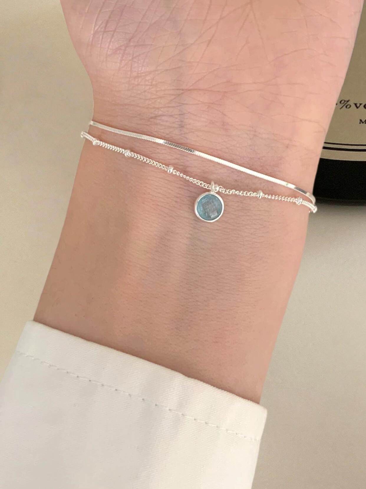 天然海蓝宝手链