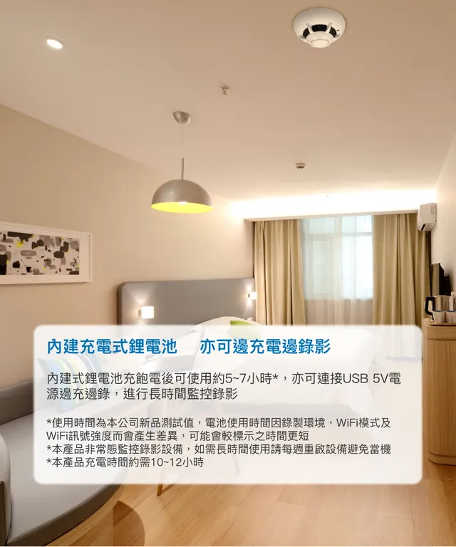 WIFI 4K 煙霧偵測器造型無線網路微型針孔攝影機(128G) 影音記錄器