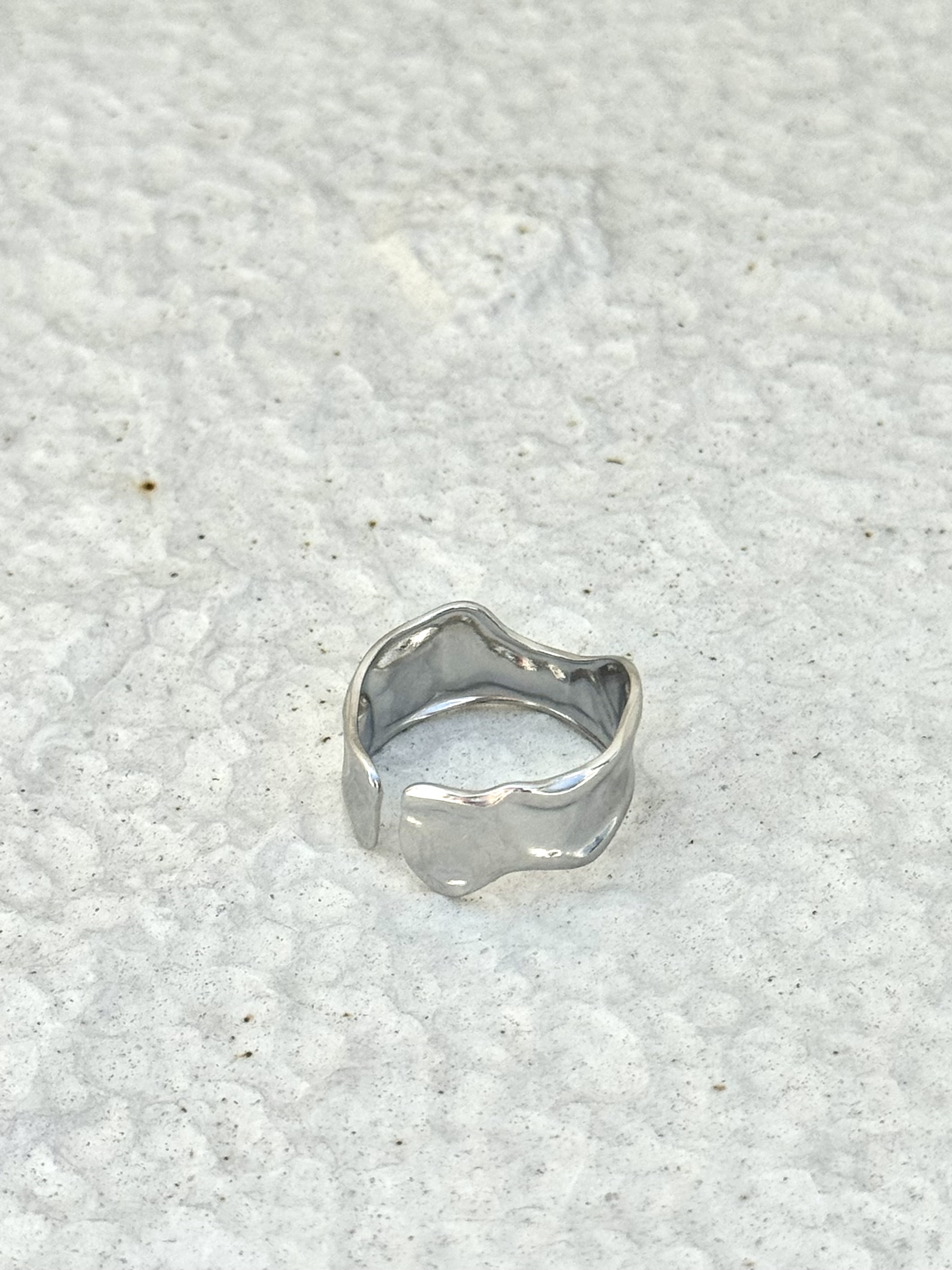Sliver irregular stainless ring