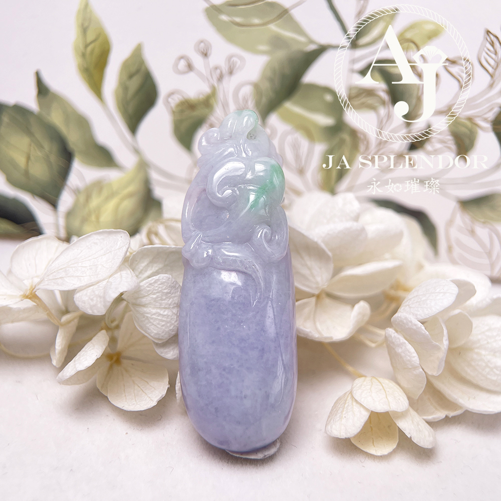 JN-1599 天然翡翠A玉 冰糯濃紫椿彩如意福掛吊墜