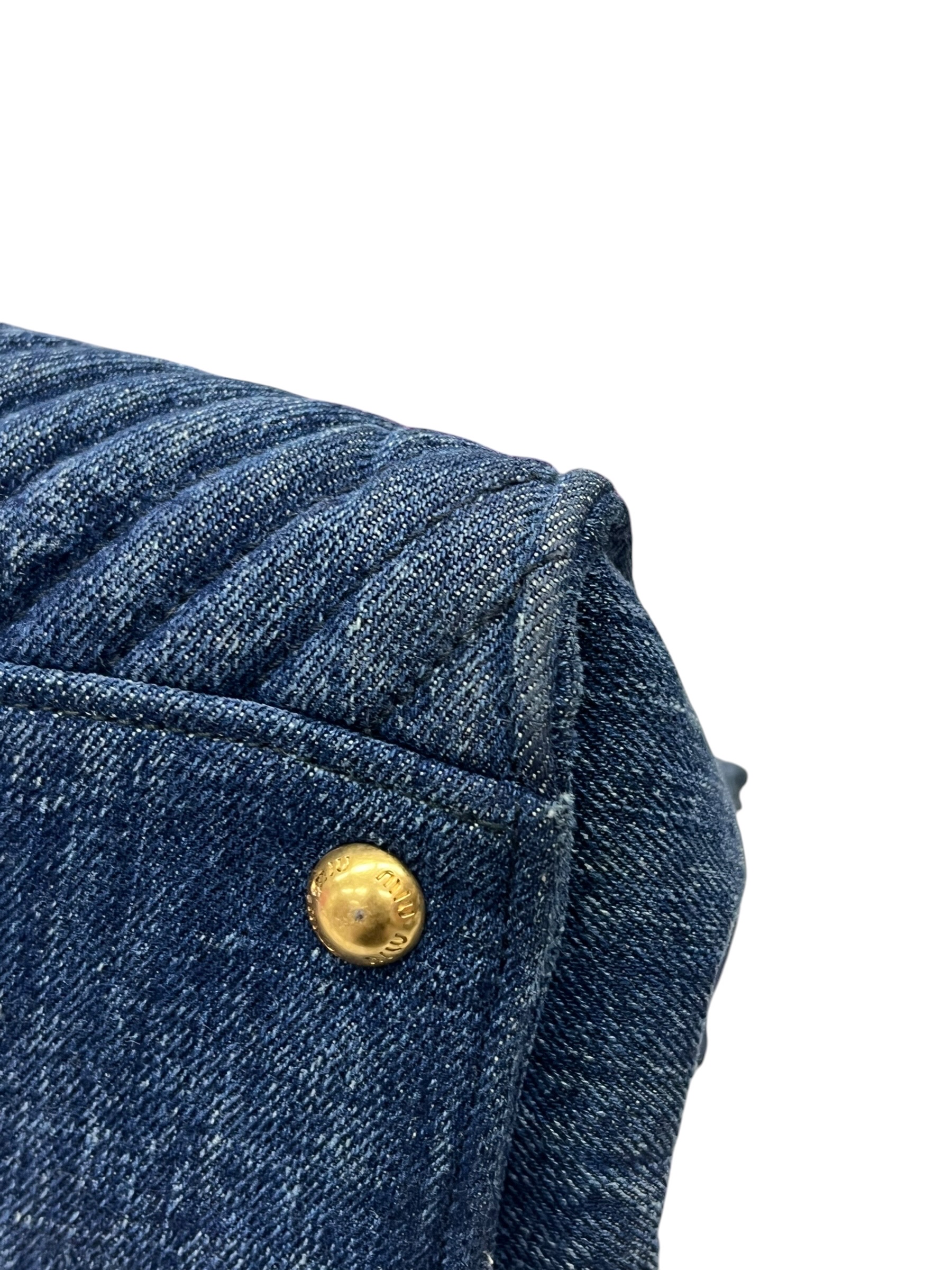 Pre-Owned MIU MIU Matelasse Denim Biker Tote / Product Code: 070726