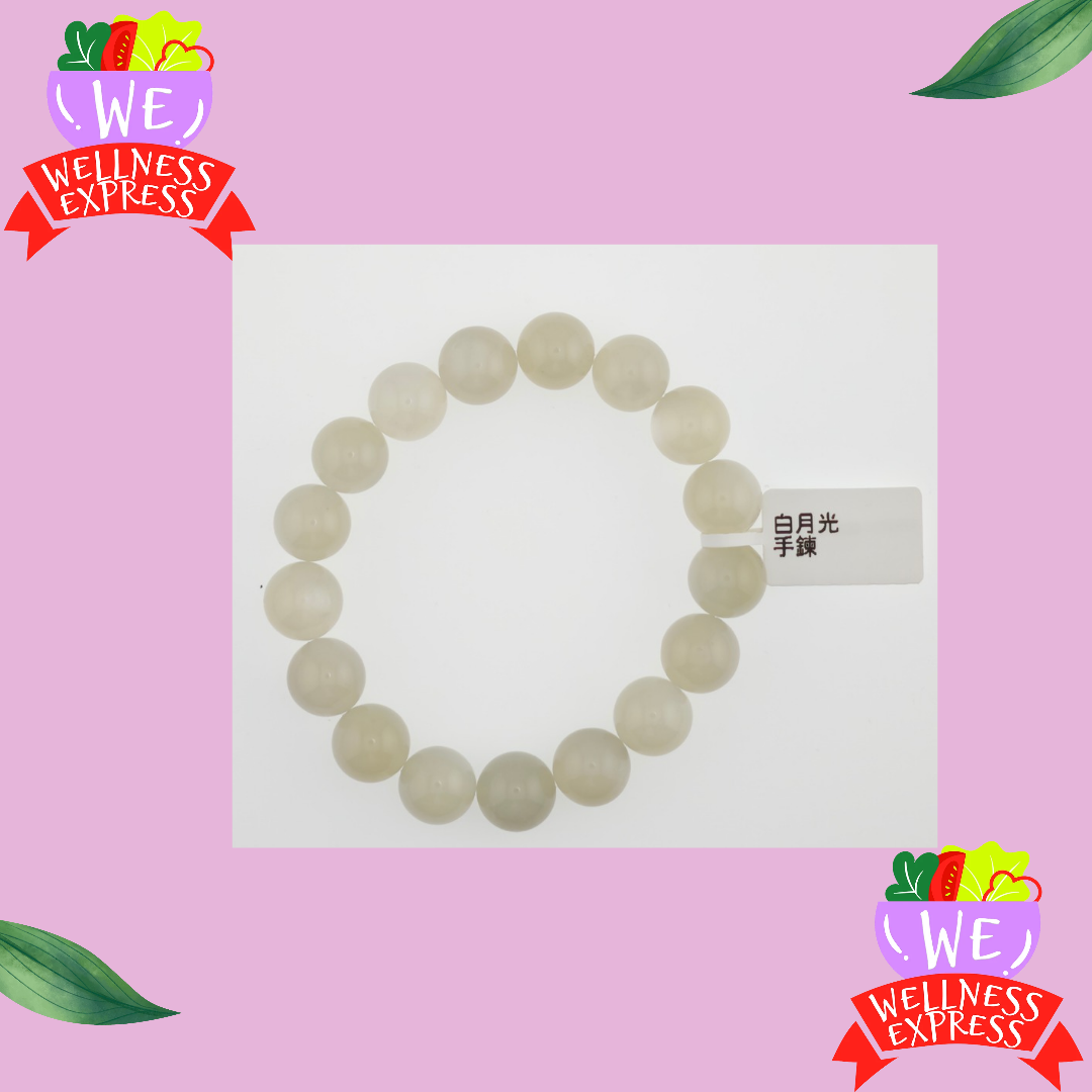 白月光手鏈 12mm/White Moonstone Bracelet 12mm #WE21