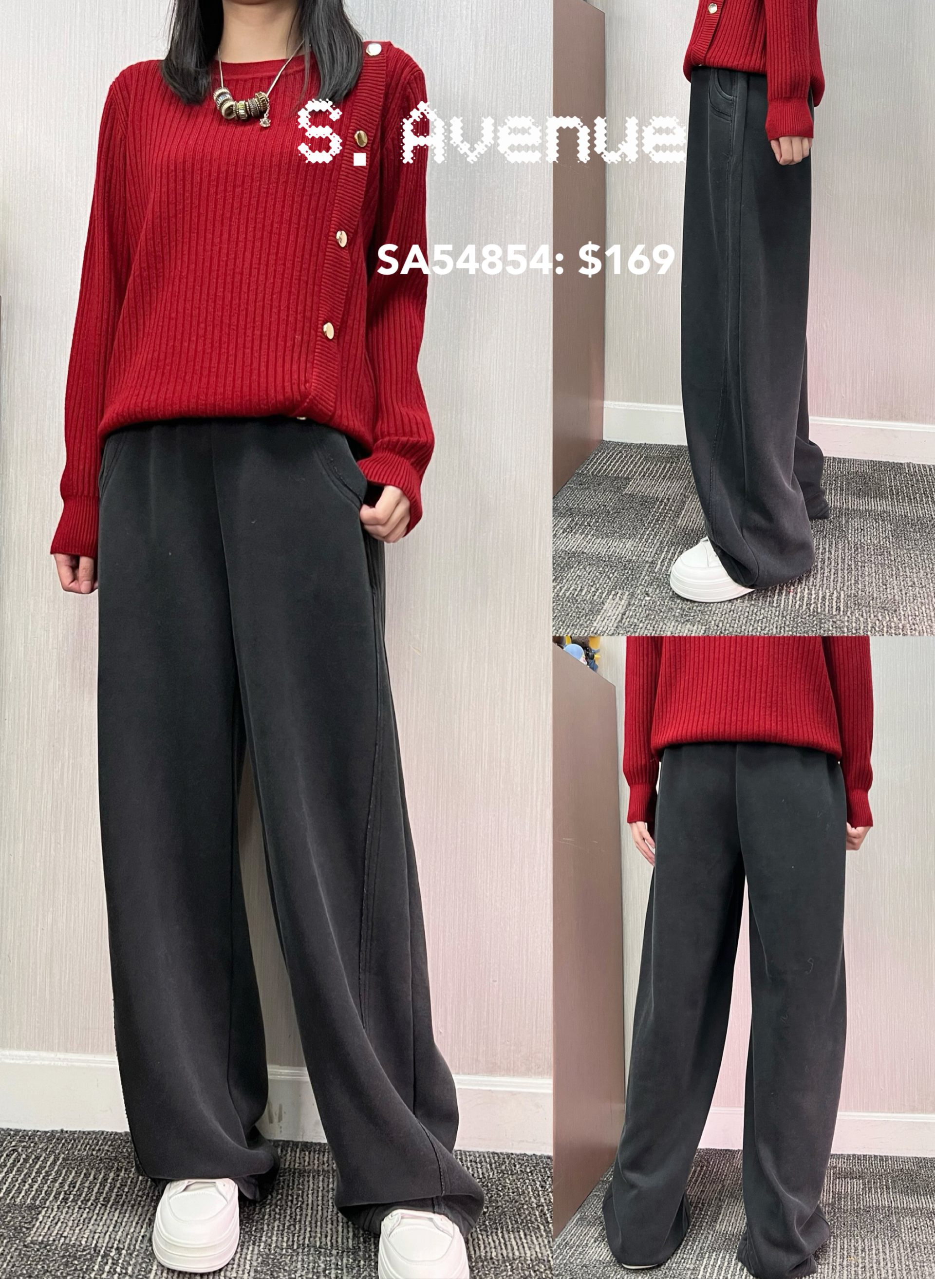 SA54854: 橡筋腰側有骨洗水棉彎刀褲