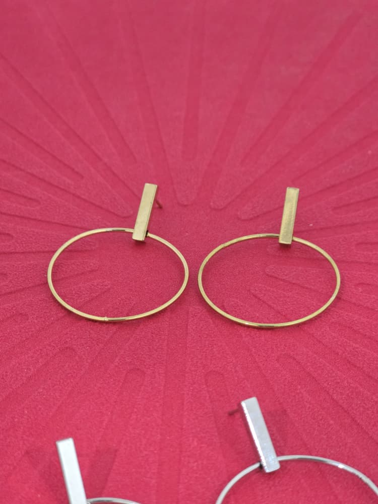 Bar & Circle Drop Stud Earrings