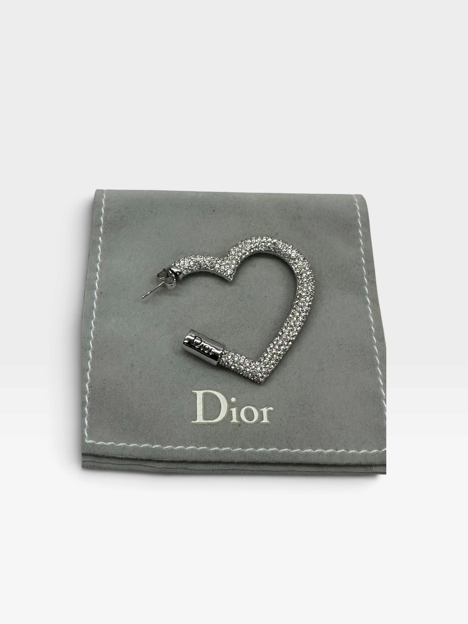 Pre-Owned Christian Dior Crystal Heart Hoop Earrings /Product Code:102004