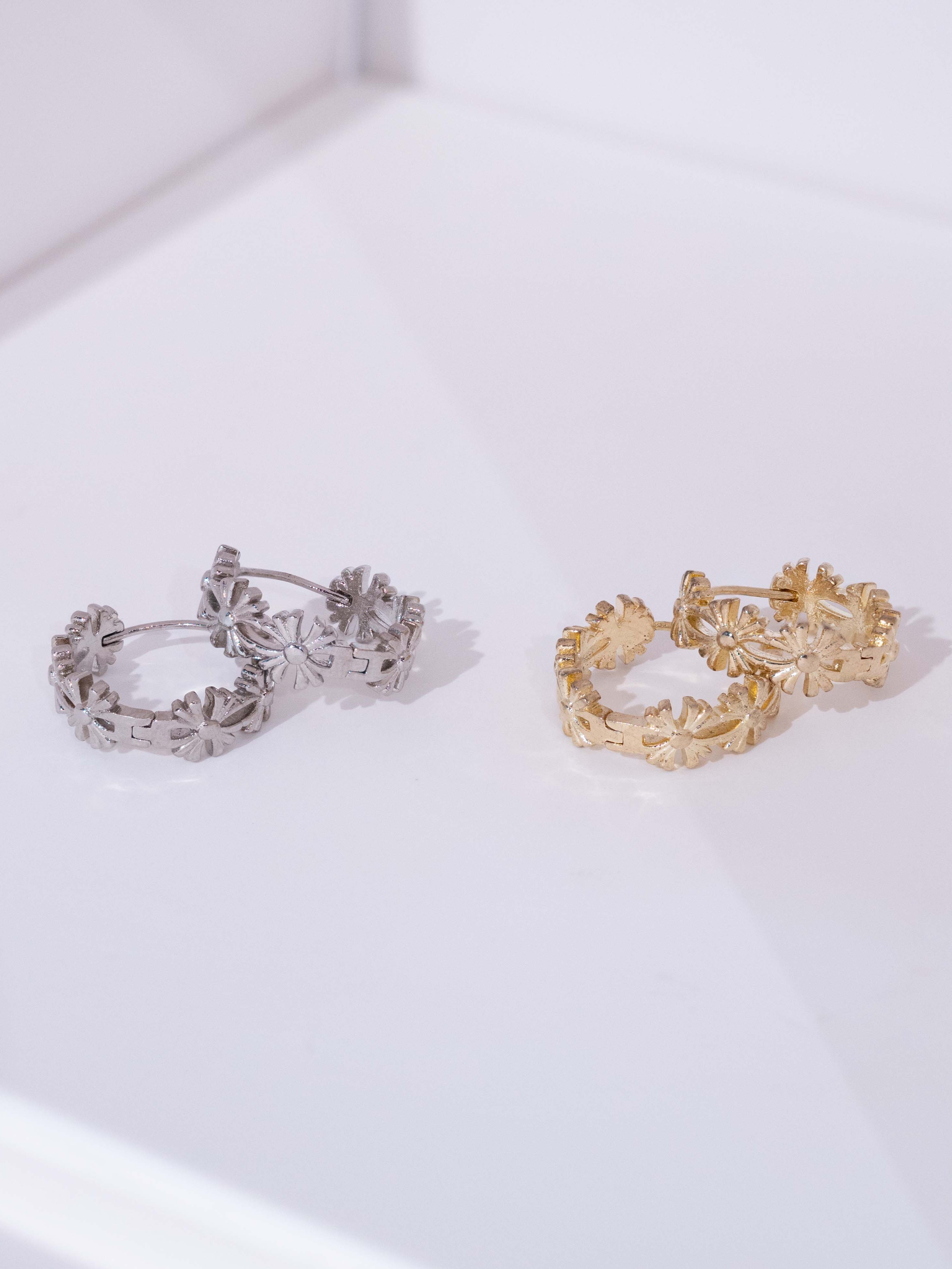 Daisy Huggie Hoop Stud Earrings