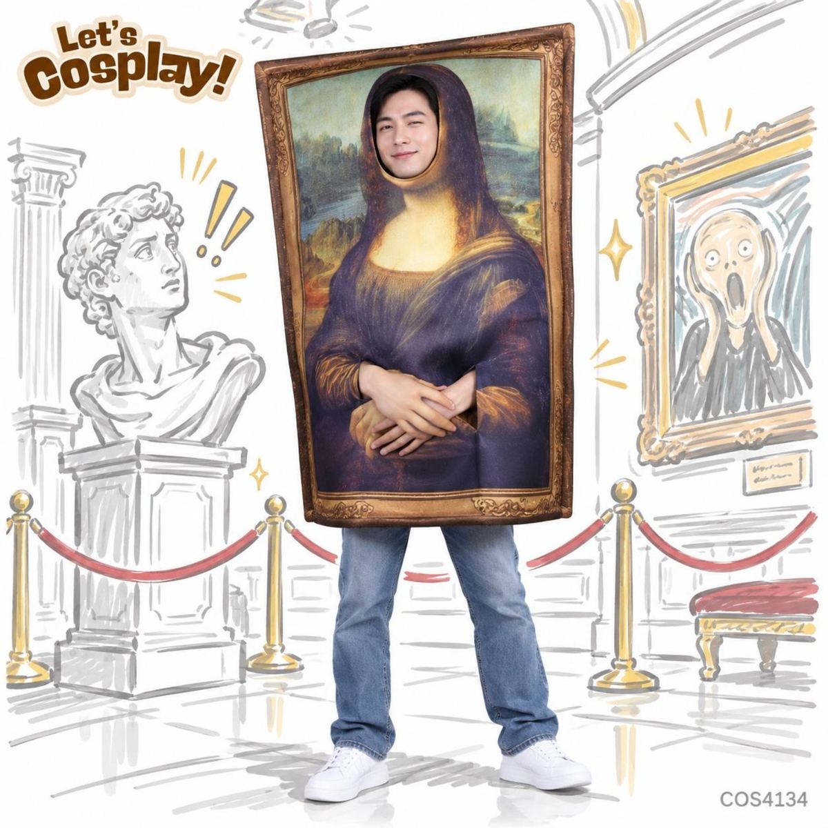 Lets Cosplay 搞笑蒙羅麗莎名畫相框服裝｜Mona Lisa Costume 萬聖節搞怪衫 香港現貨