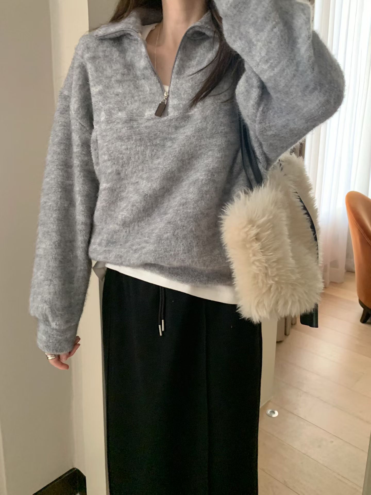 \ 舒適休閒美 / 毛絨拉鍊TOP