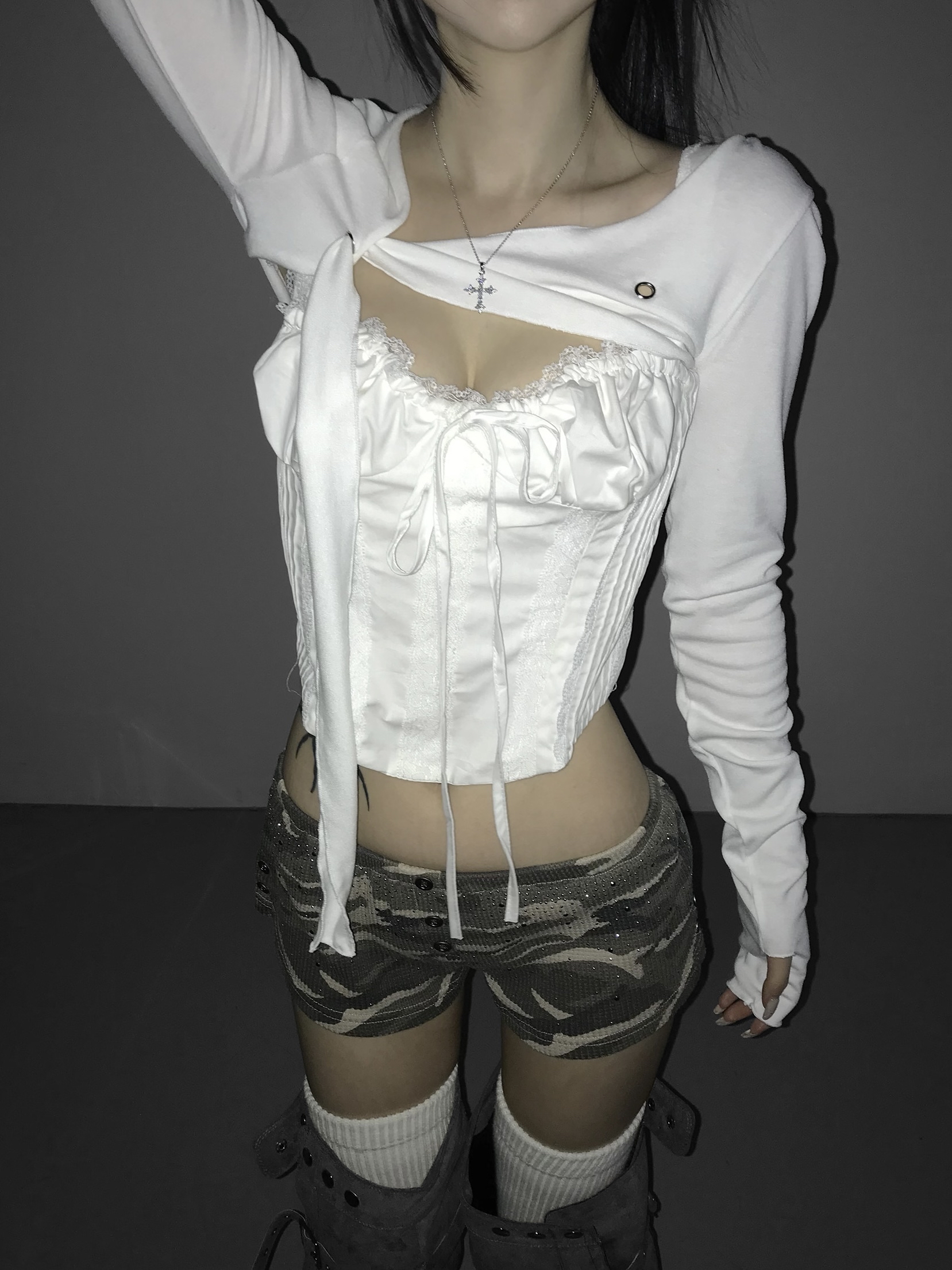 Asymmetrical Grommet Crop Bolero