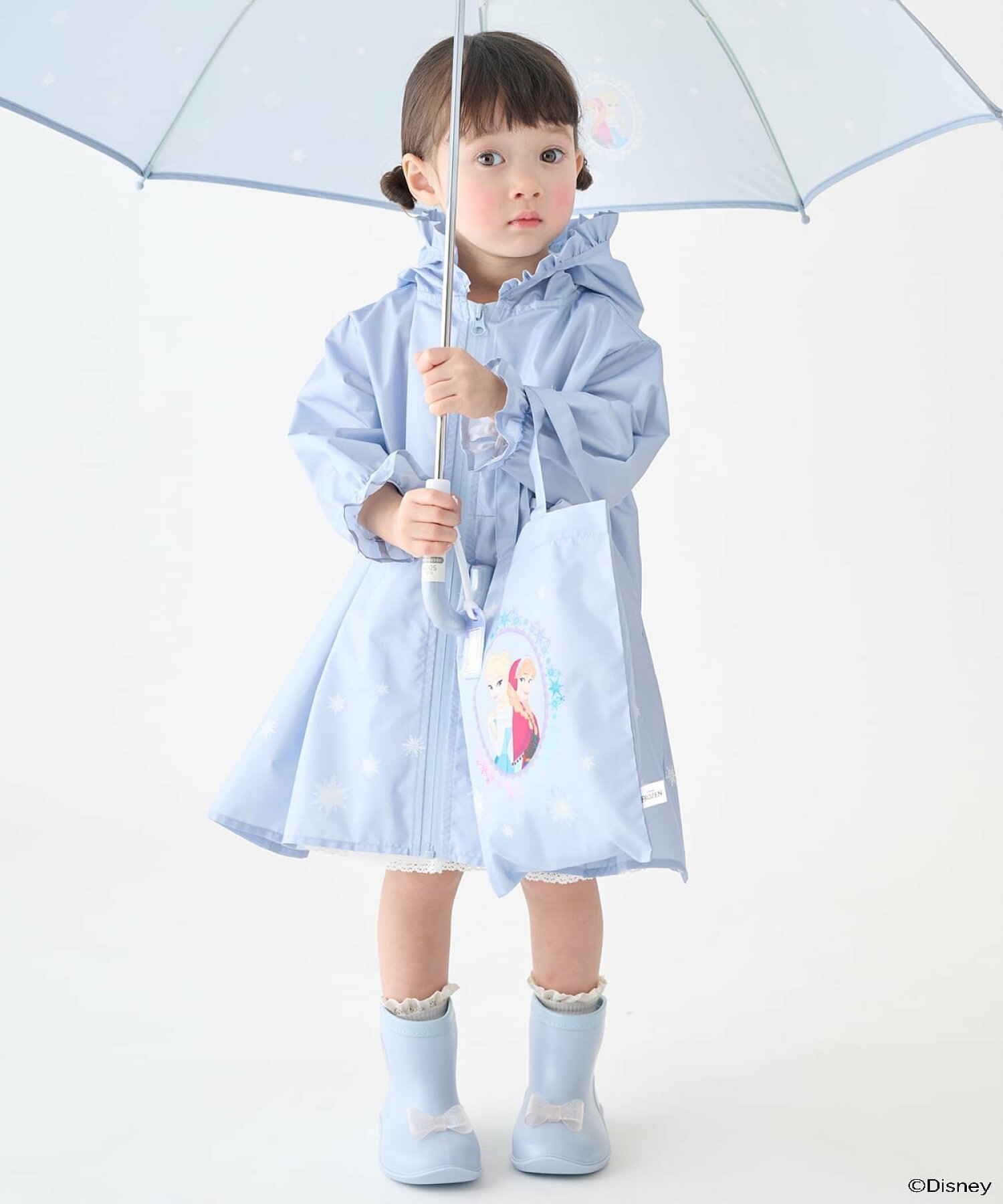 🆕【⭐訂購⭐】🇯🇵 日本直送 🌀🇯🇵 日本直送🇯🇵 #DisneyPrincess / #Frozen 荷葉邊喇叭裙 雨褸+收納袋(兼容書包位)🌀 [ELED-0212][260623]