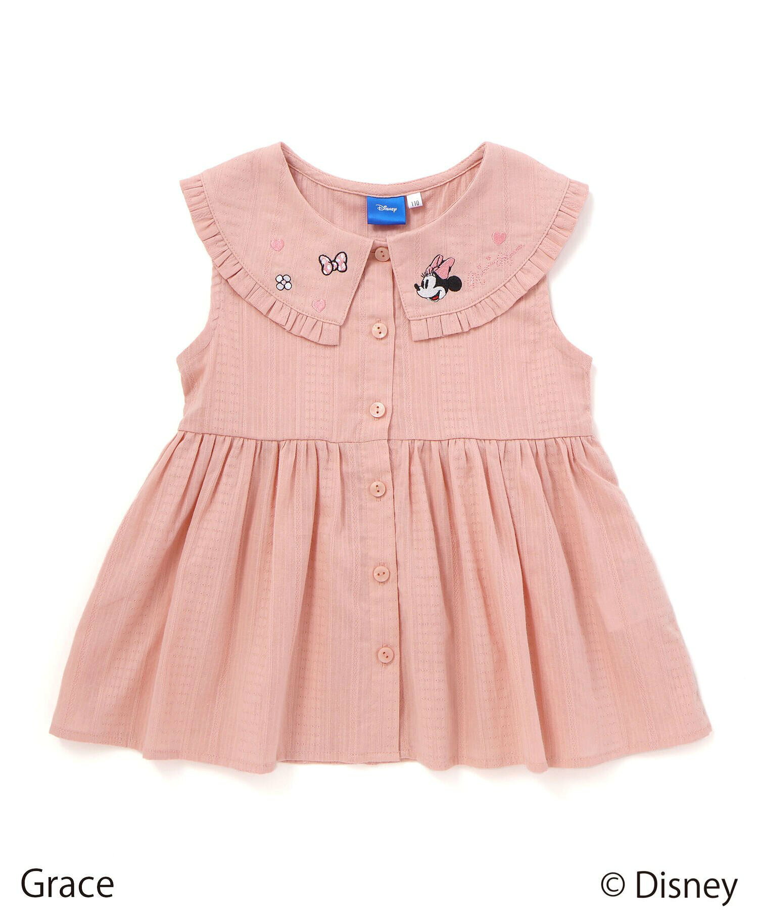 🆕【⭐訂購⭐】🇯🇵 日本直送 🌀#Minnie 刺繡 大領 荷葉邊 束腰 上衣［2款選］🌀[ELFA-0170][260721]