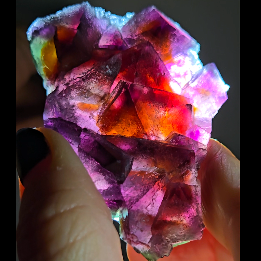 Red phantom octahedral fluorite from China - FL292