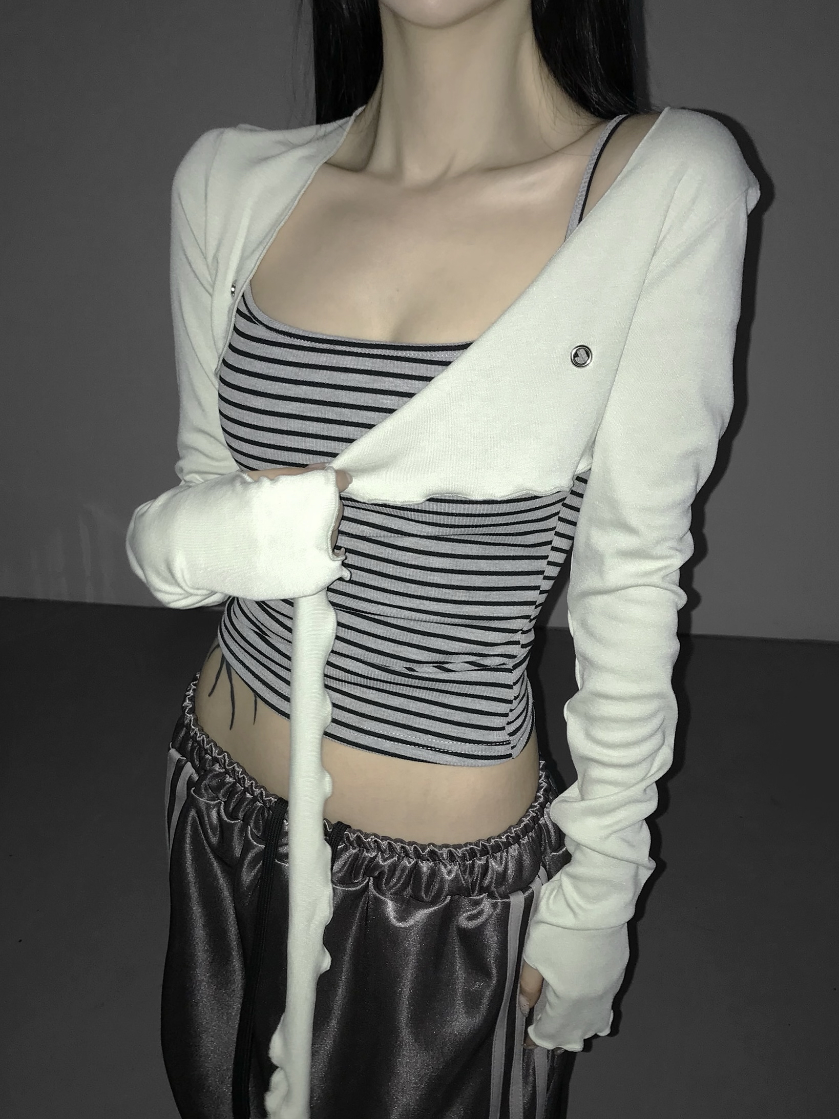 Asymmetrical Grommet Crop Bolero