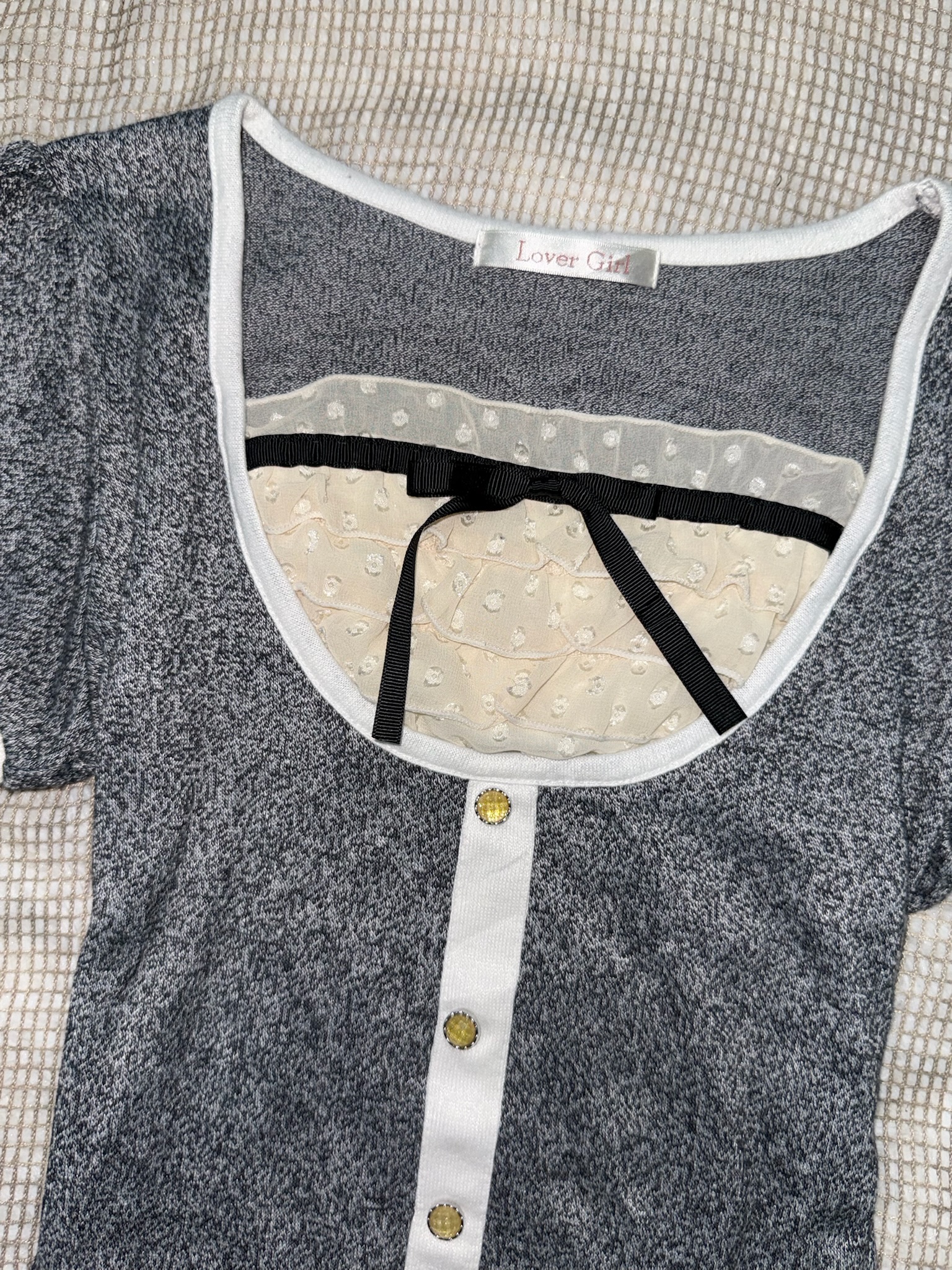 Sweetheart Lace-Trimmed Puff Sleeve Tee