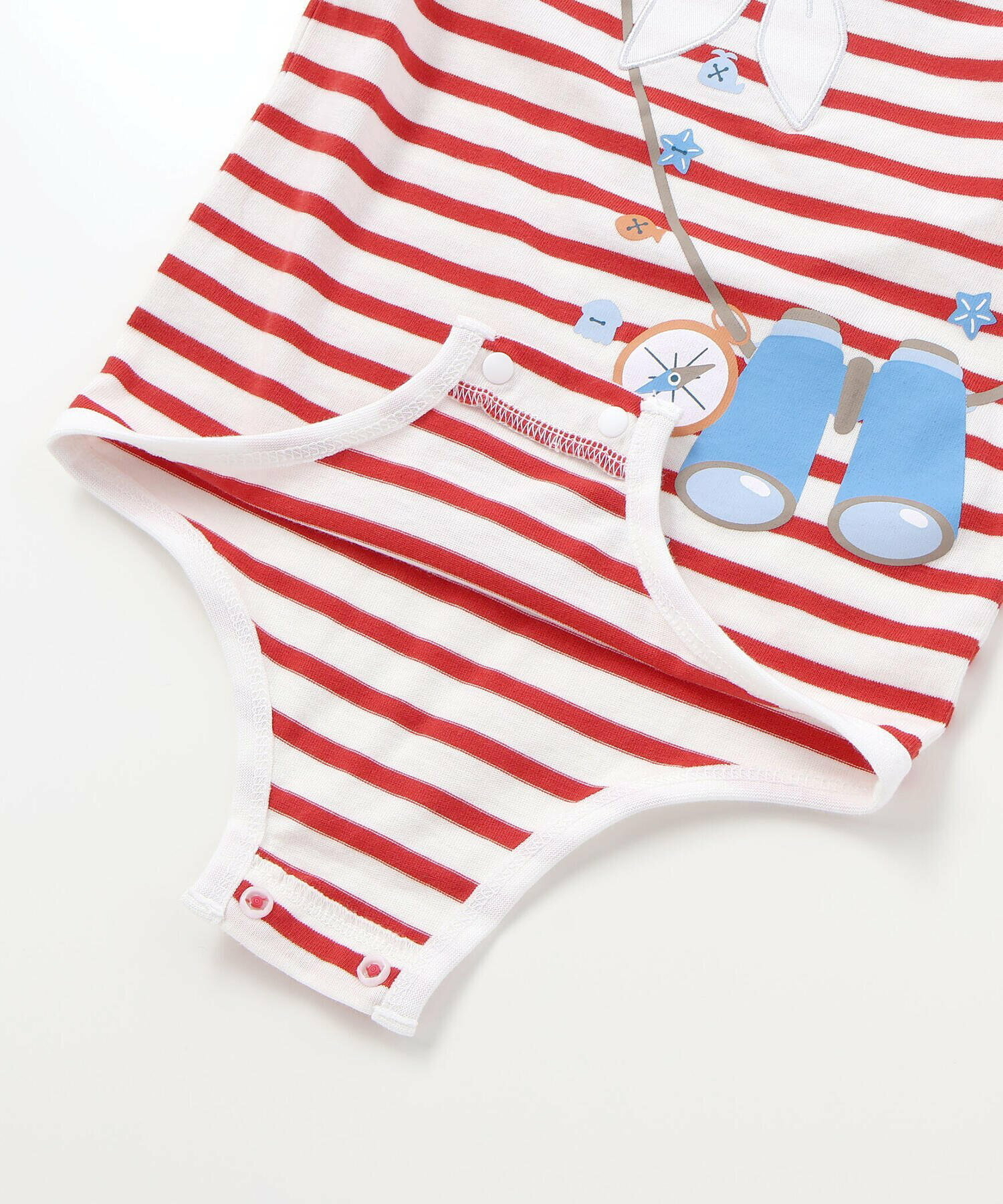 🇯🇵預訂 日本直送🇯🇵Slap Slip Baby兩色指南針望遠鏡印花水手領貼花短袖包屁衣