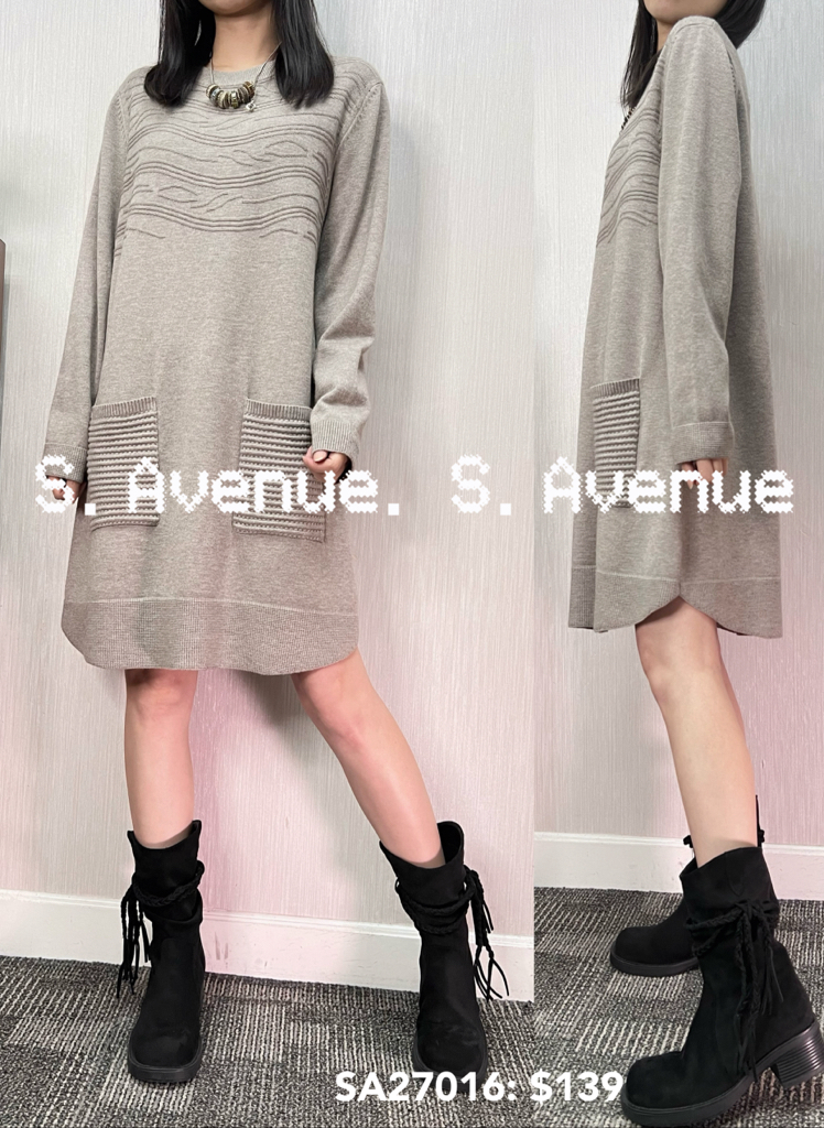 SA27016: 長袖領暗紋前兩袋軟冷op