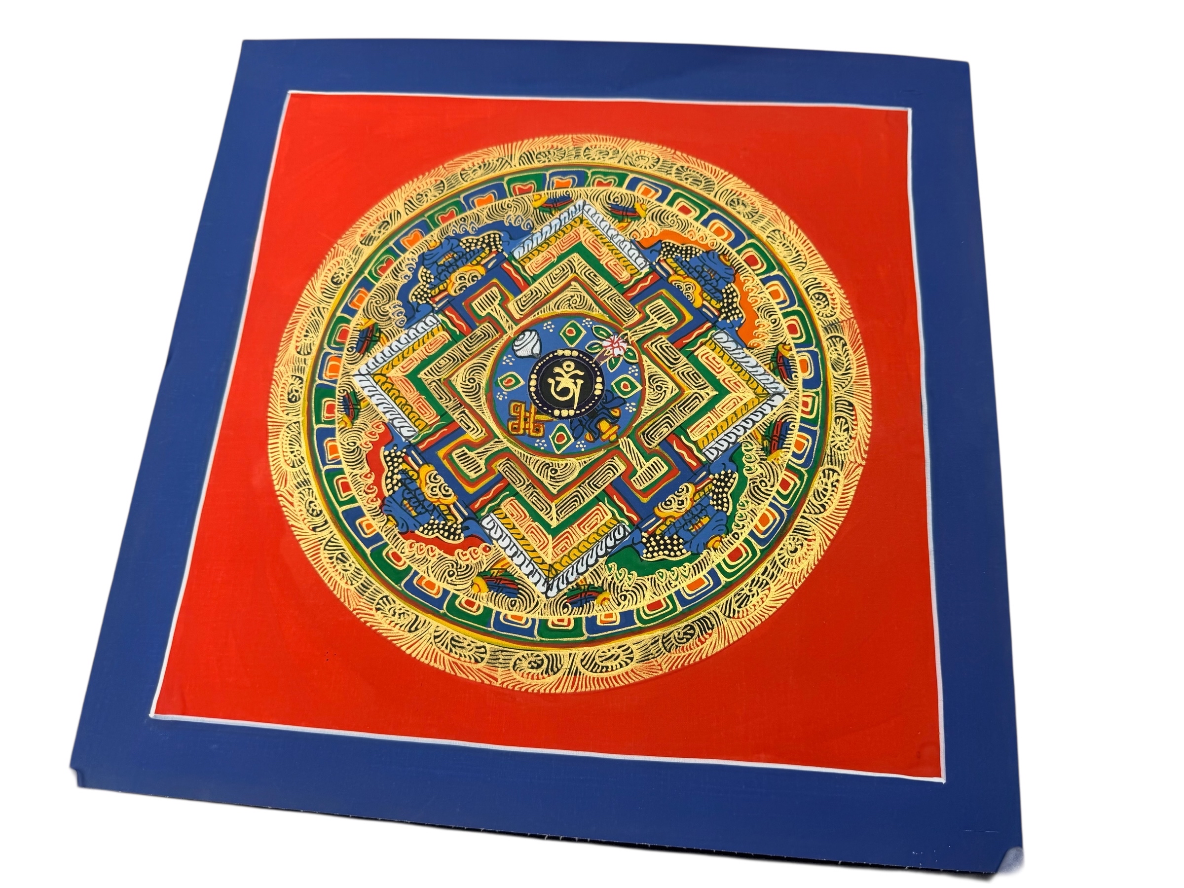 #26 尼泊爾三大廟加持手繪唐卡～OM 字，壇城唐卡 ，約33m 外，內27.5