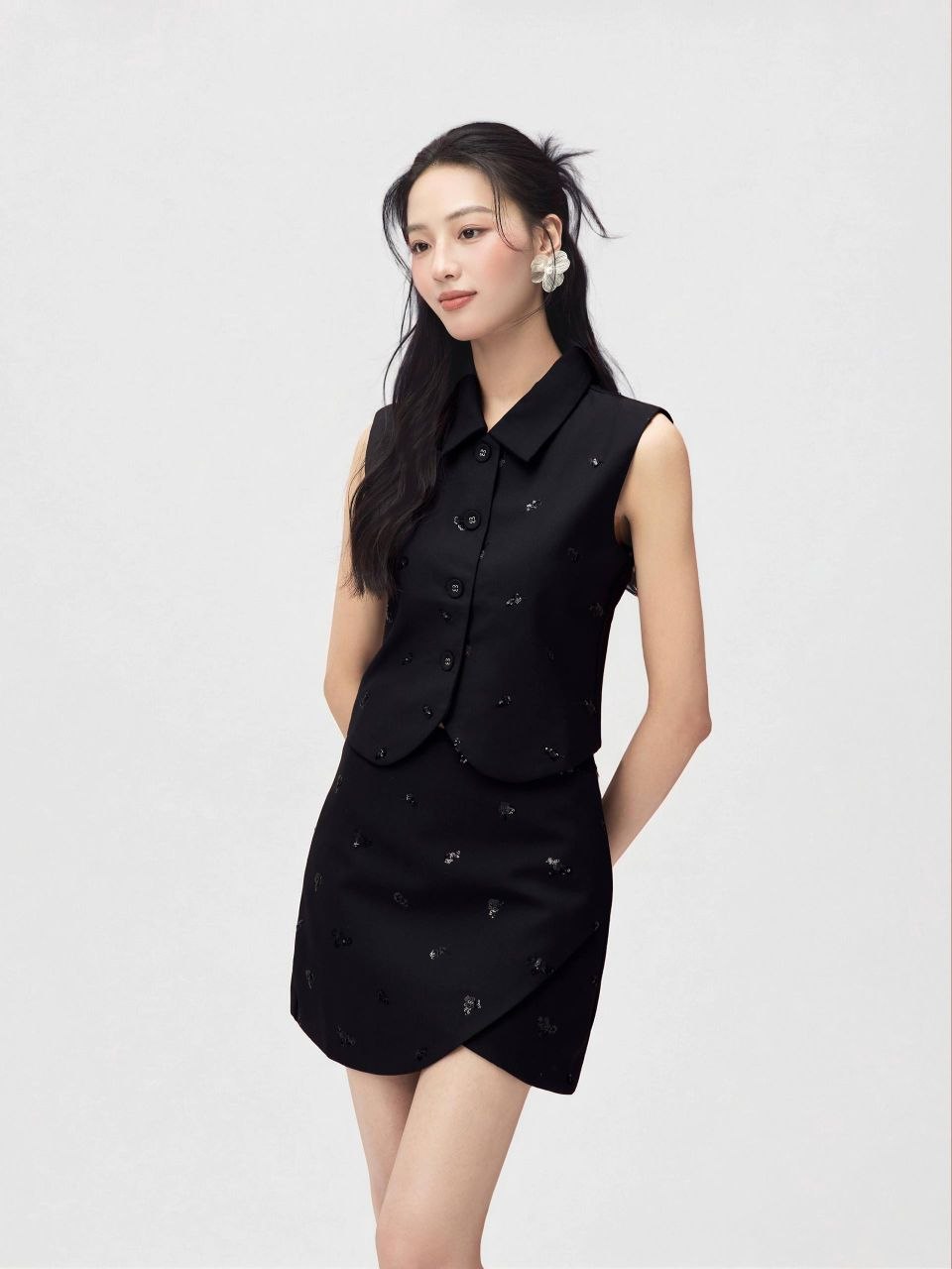 无袖亮片上衣 T0166