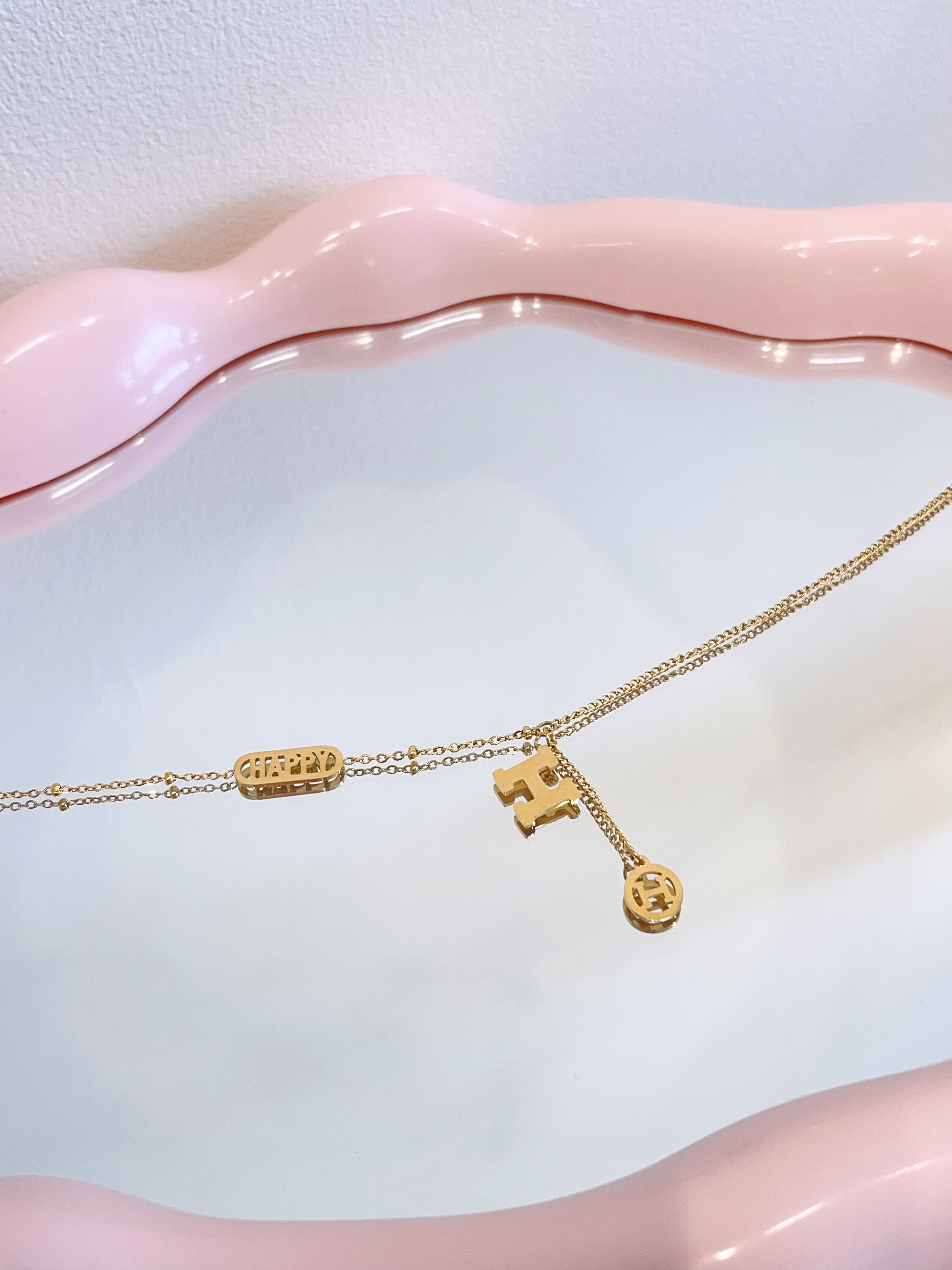 简约HAPPY字母钛钢脚链