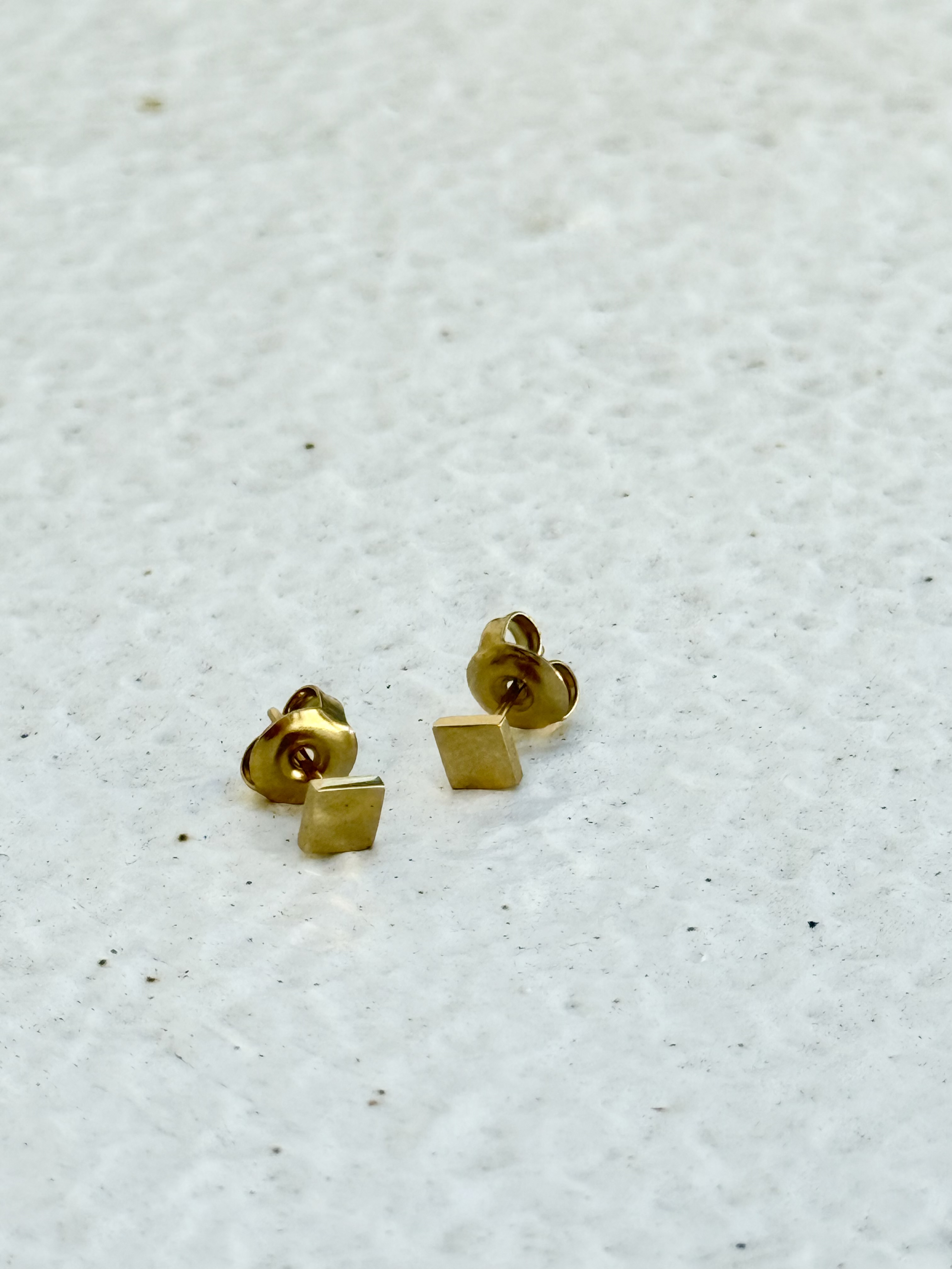 Gold square stainless earring