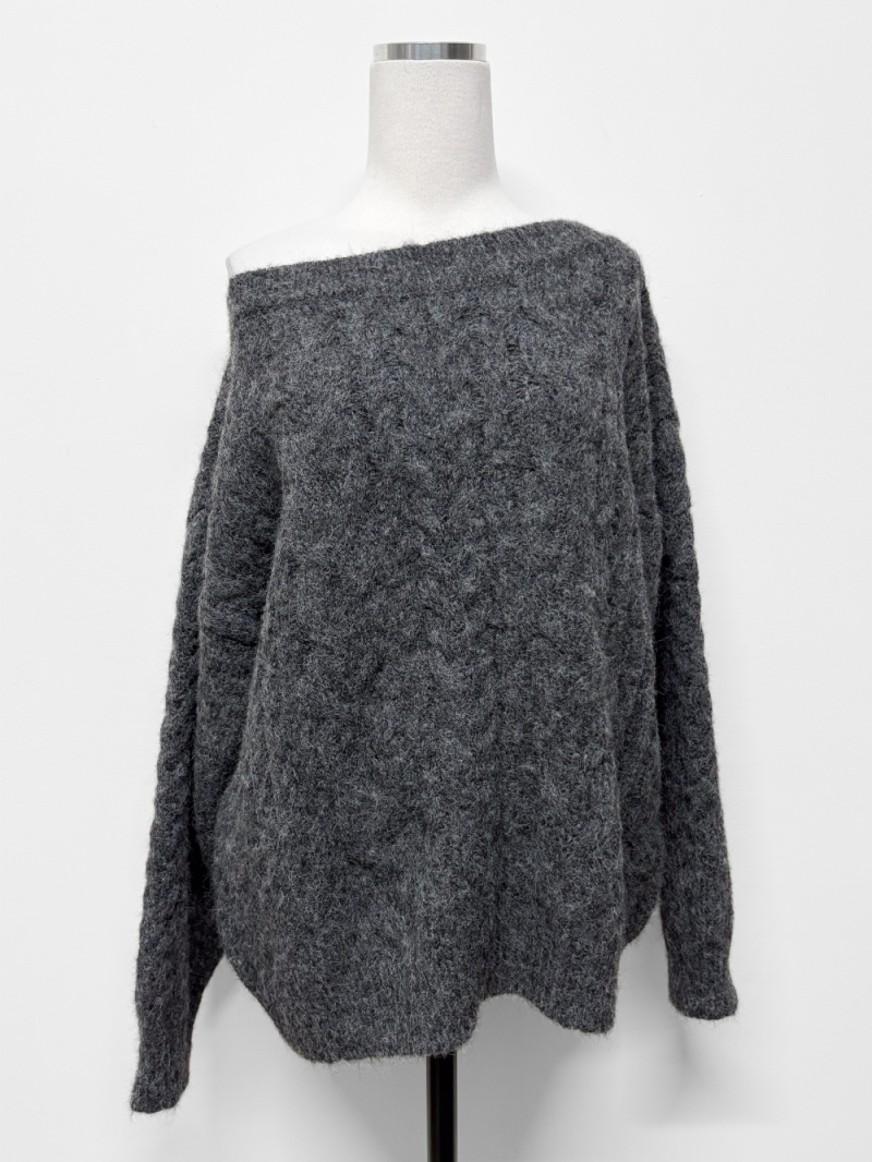 Cable Knit Off-Shoulder Sweater