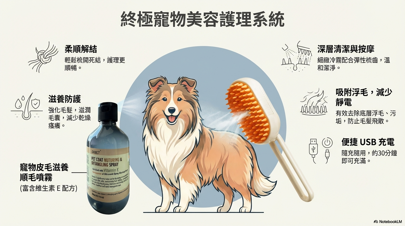 Pet Coat Nuturing & Detangling Spray 寵毛滋養順滑噴霧 300ml (送超聲波噴霧按摩梳）
