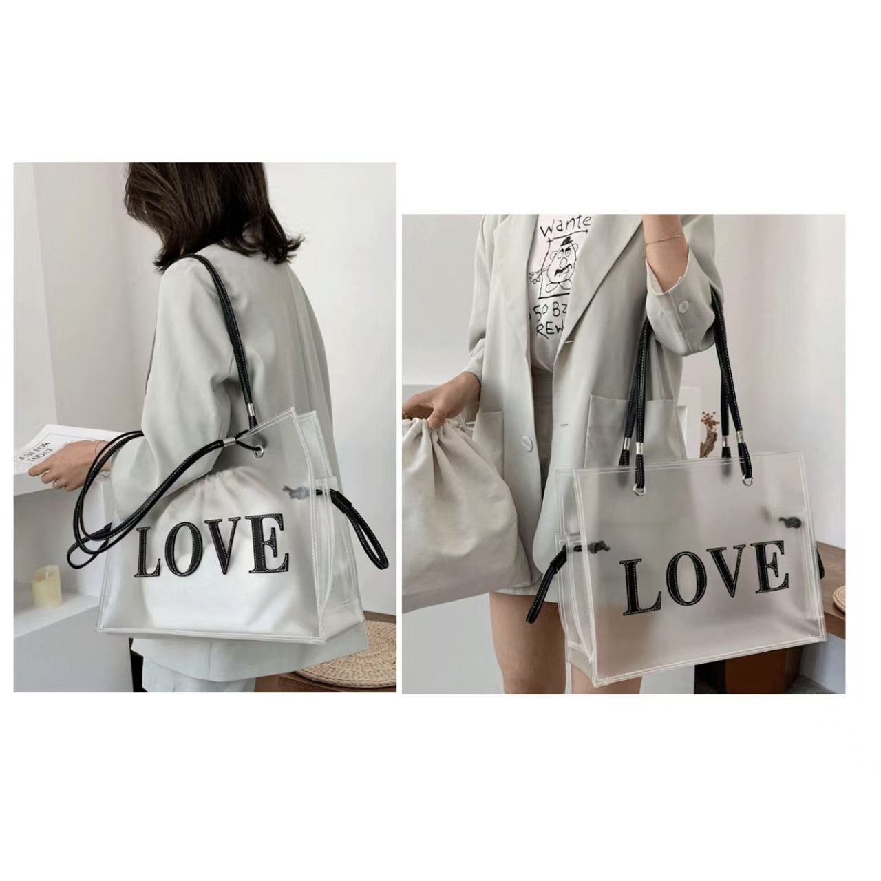 日本直送｜透明 LOVE 手提袋｜夏日潮流必備｜PVC clear tote bag