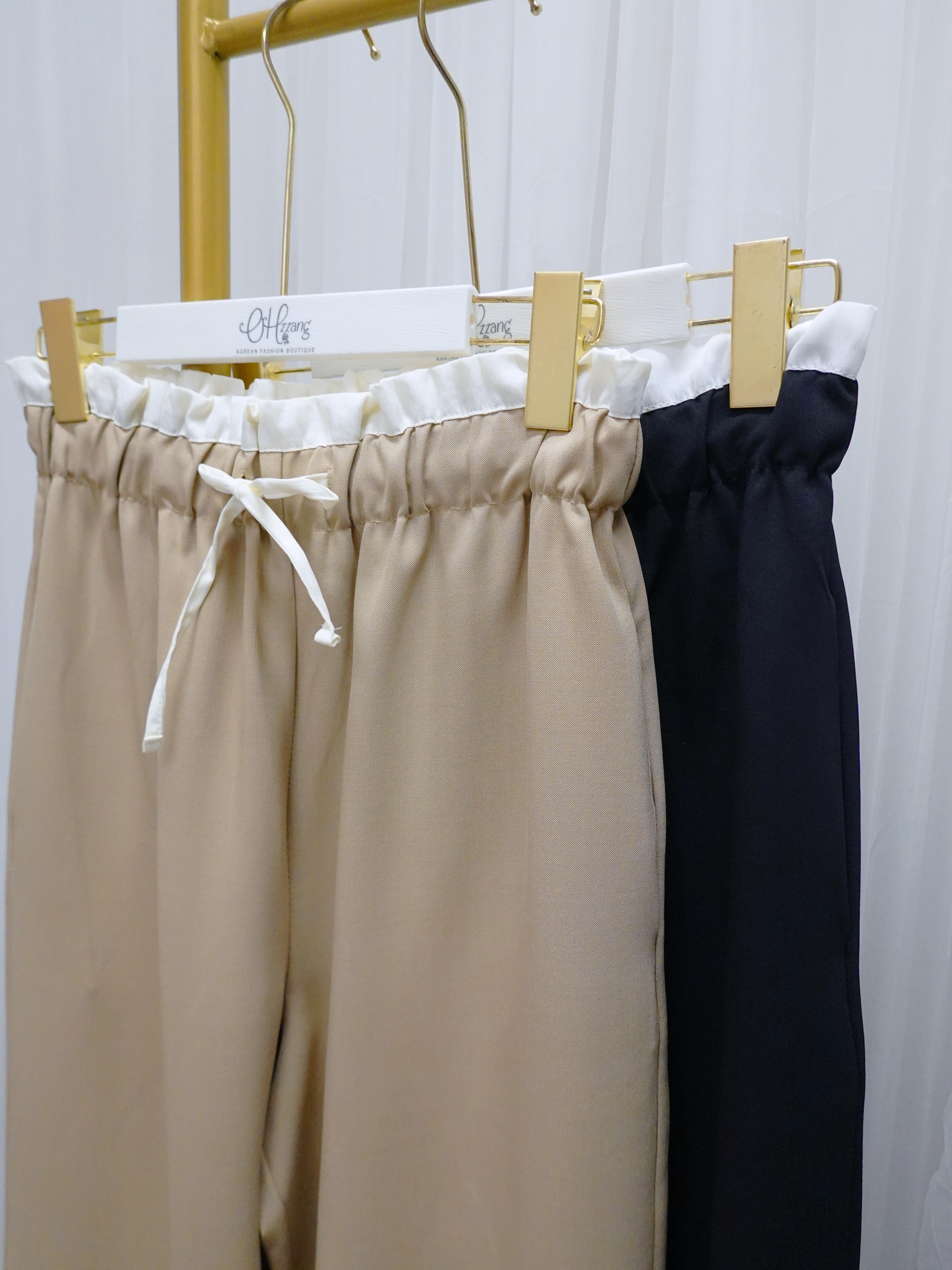 BOT02_09 撞色褲頭闊褲 (2色)