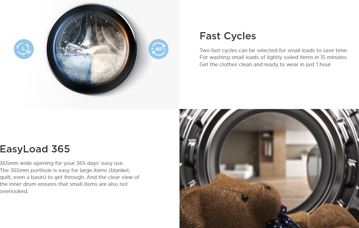 Midea 15kg Front Load Washer & 9kg Dryer (MF210D150WB)