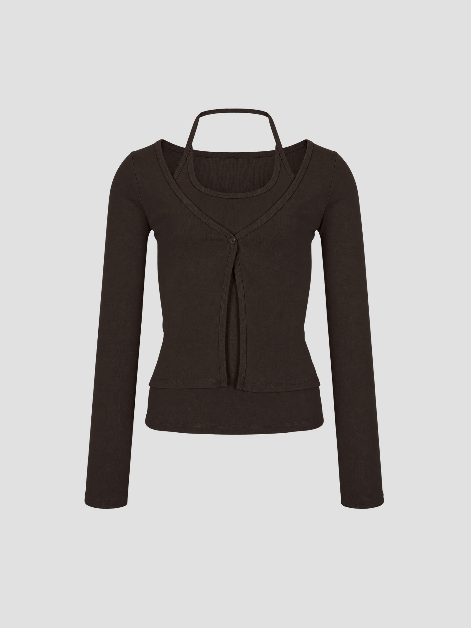 預購_Halter Neck Sleeveless Layered Cardigan by Conch