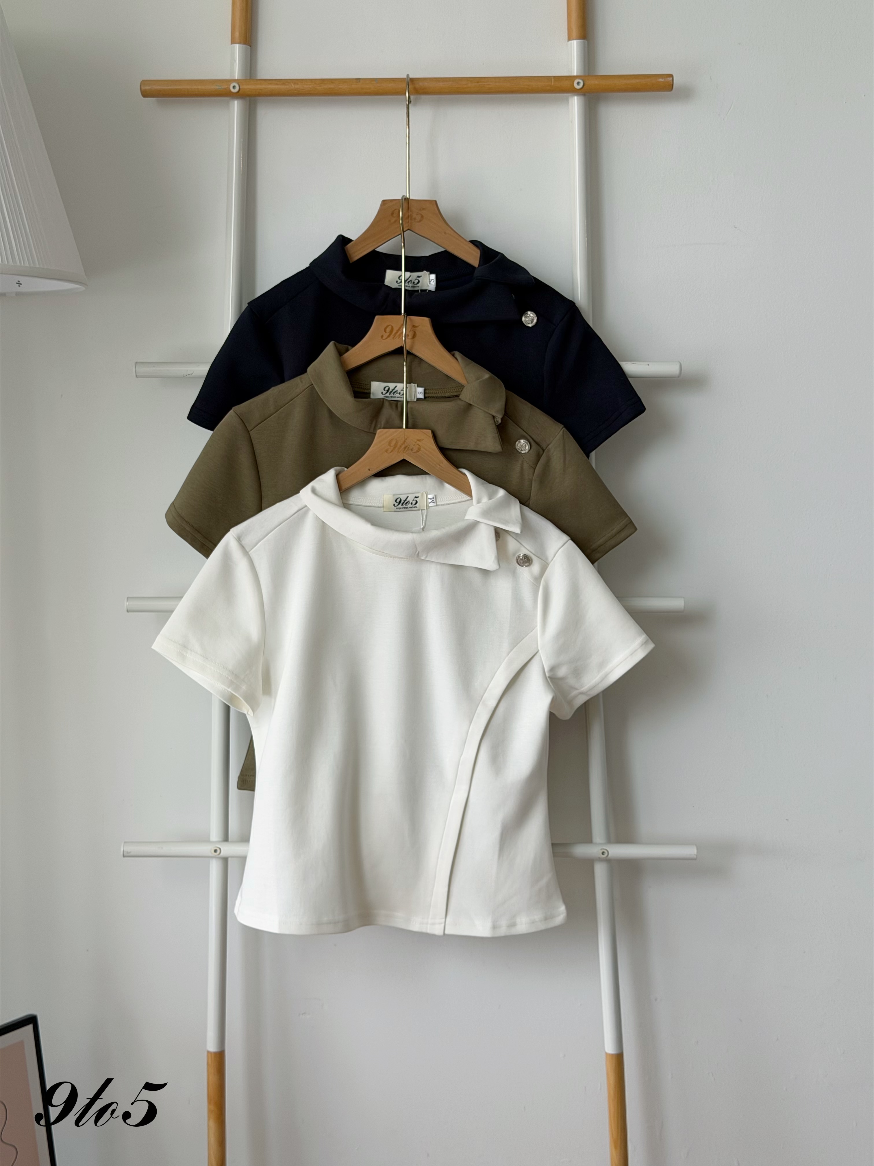 T4522 Irregular Collar Waisted Top - 3 Colors 