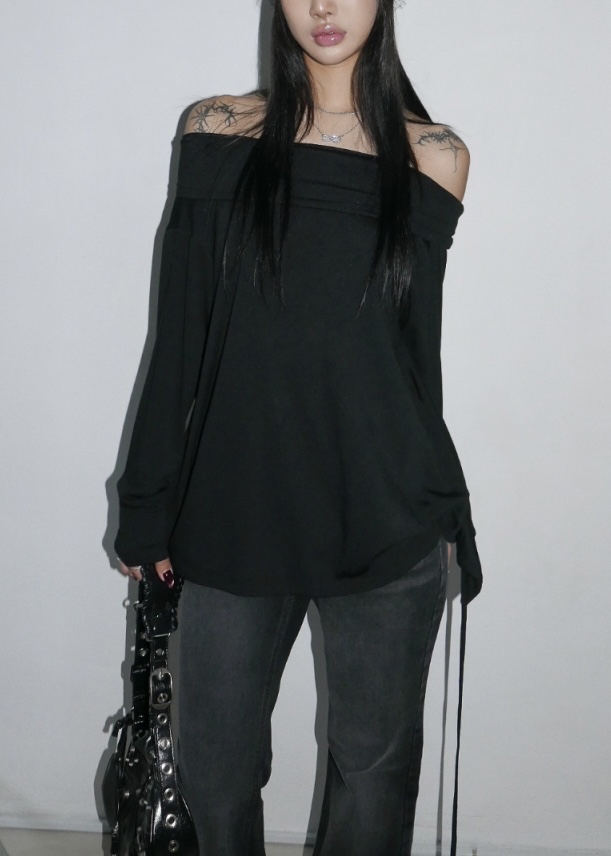 Off Shoulder Tie-Waist Long Sleeve