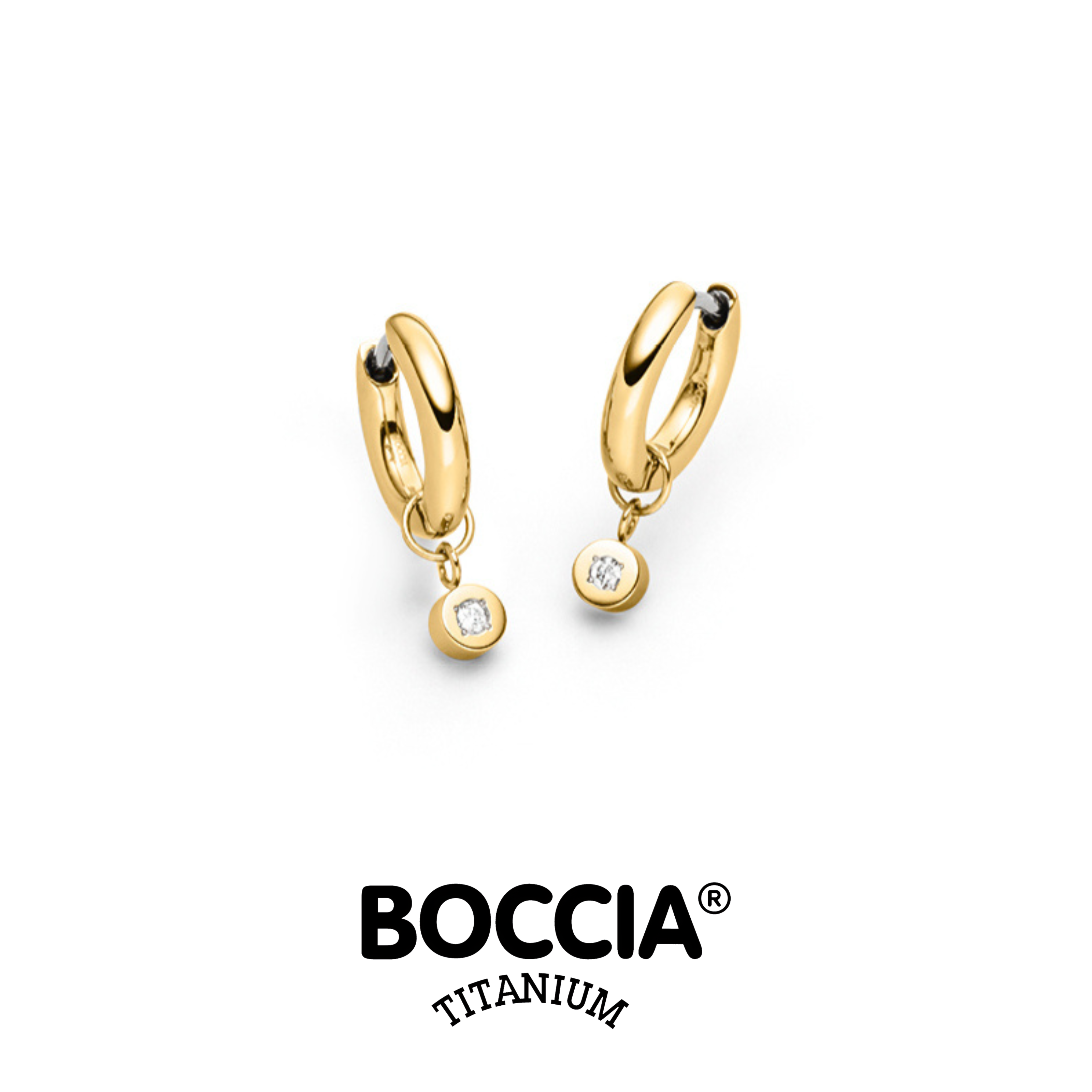 Boccia Titanium 05086-04 鈦金屬 / 鍍金 / 鑽石耳環