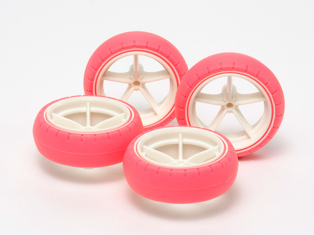 Large Dia. Narrow Fiberglass Wheels & Arched Tires (Fluorescent Pink)